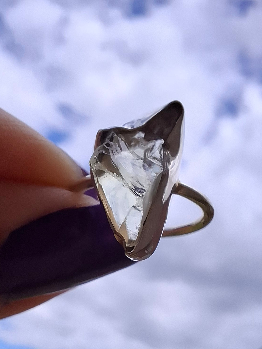 Libyan Desert Glass Ring, size large G, 925 Silver, Tektite (Ref: LR4)