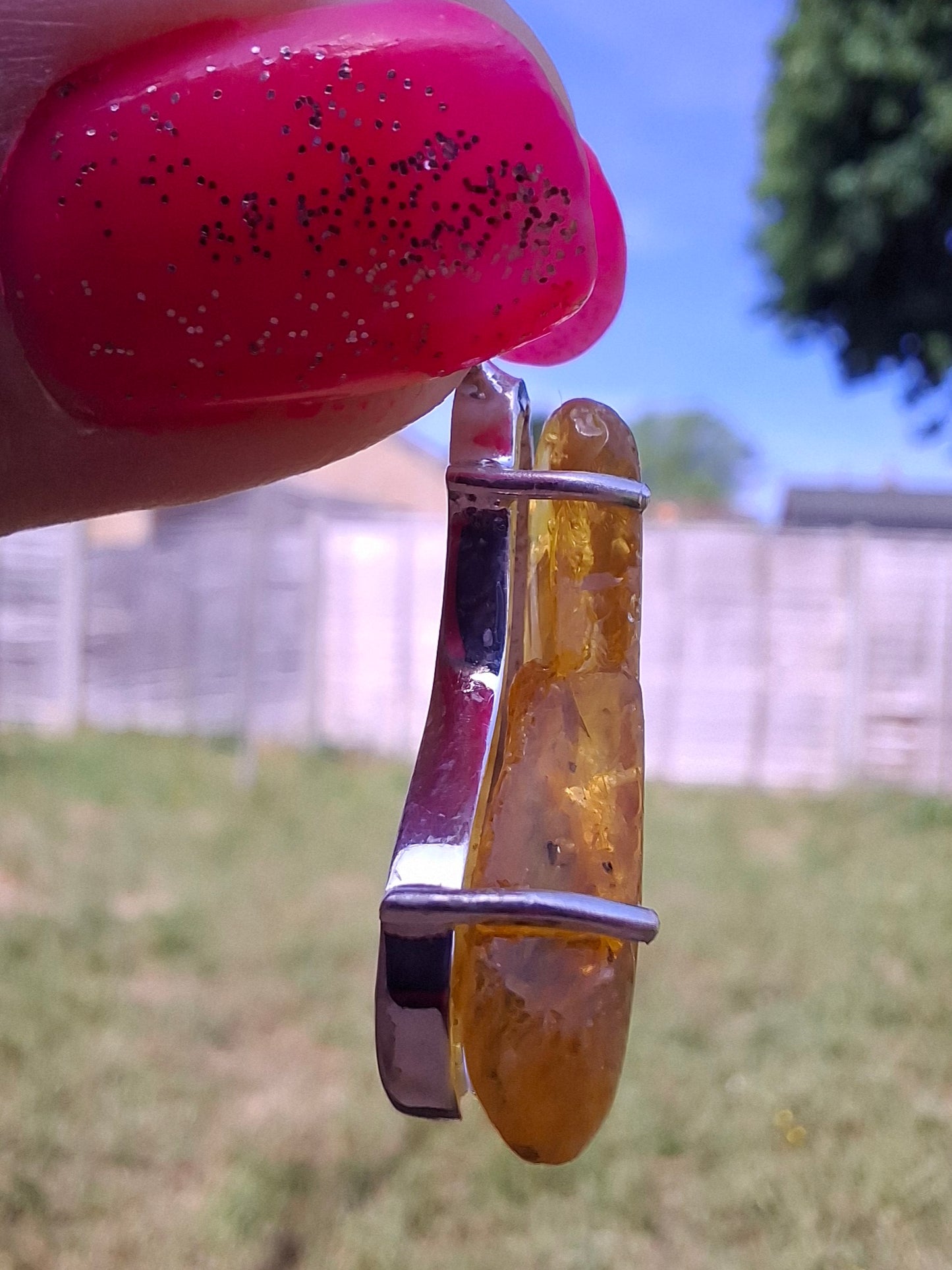 Baltic Amber Pendant, 925 Silver, Fossil (Ref: Ap1)