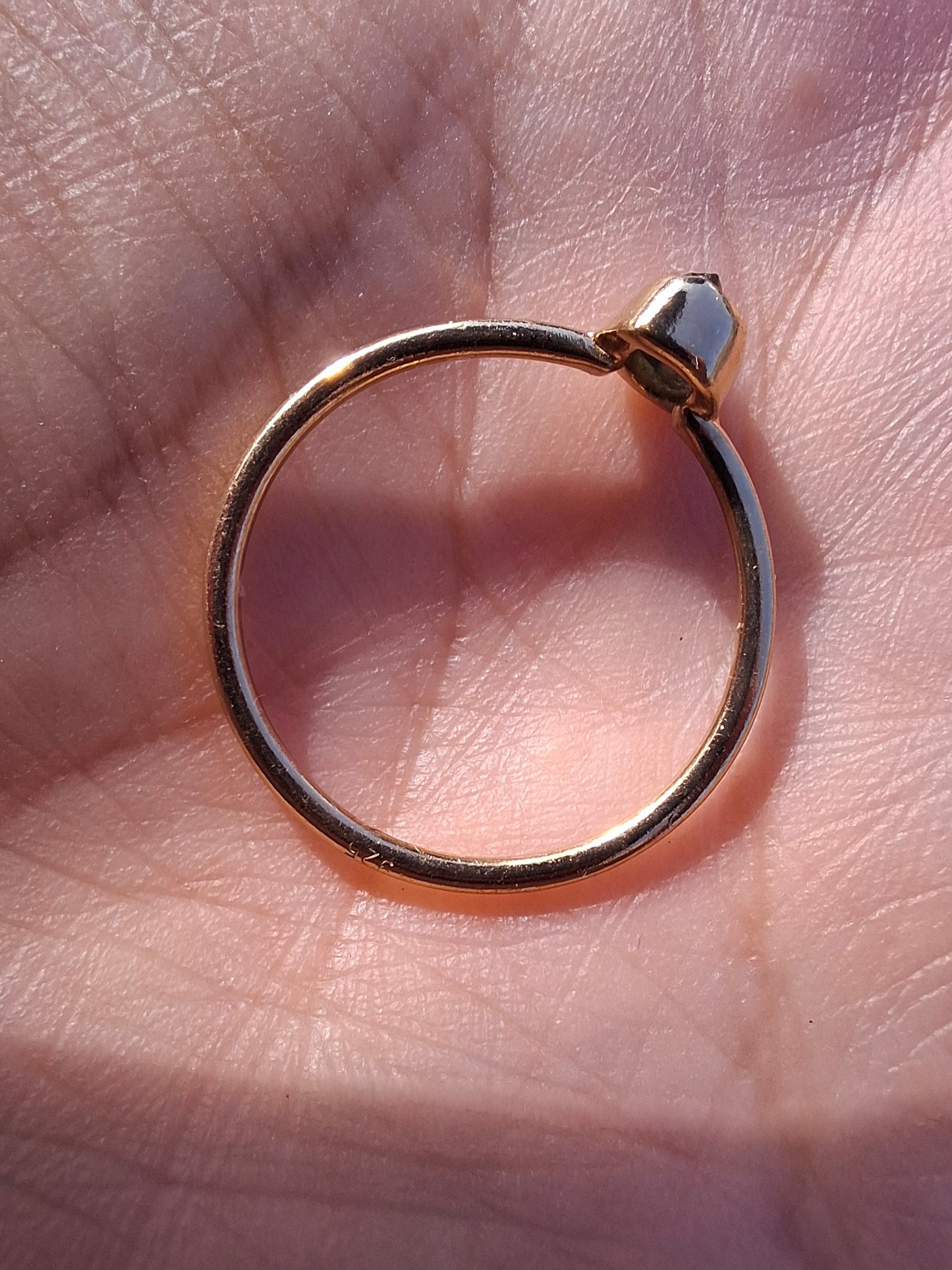 Moldavite Ring, 14K GOLD Plated, size large M, Tektite (Ref: R337)