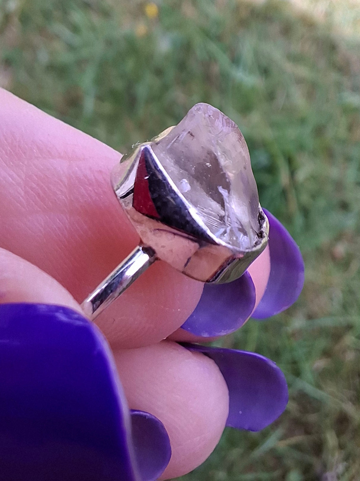 Libyan Desert Glass Ring, size large J, 925 Silver, Tektite (Ref: LR9)