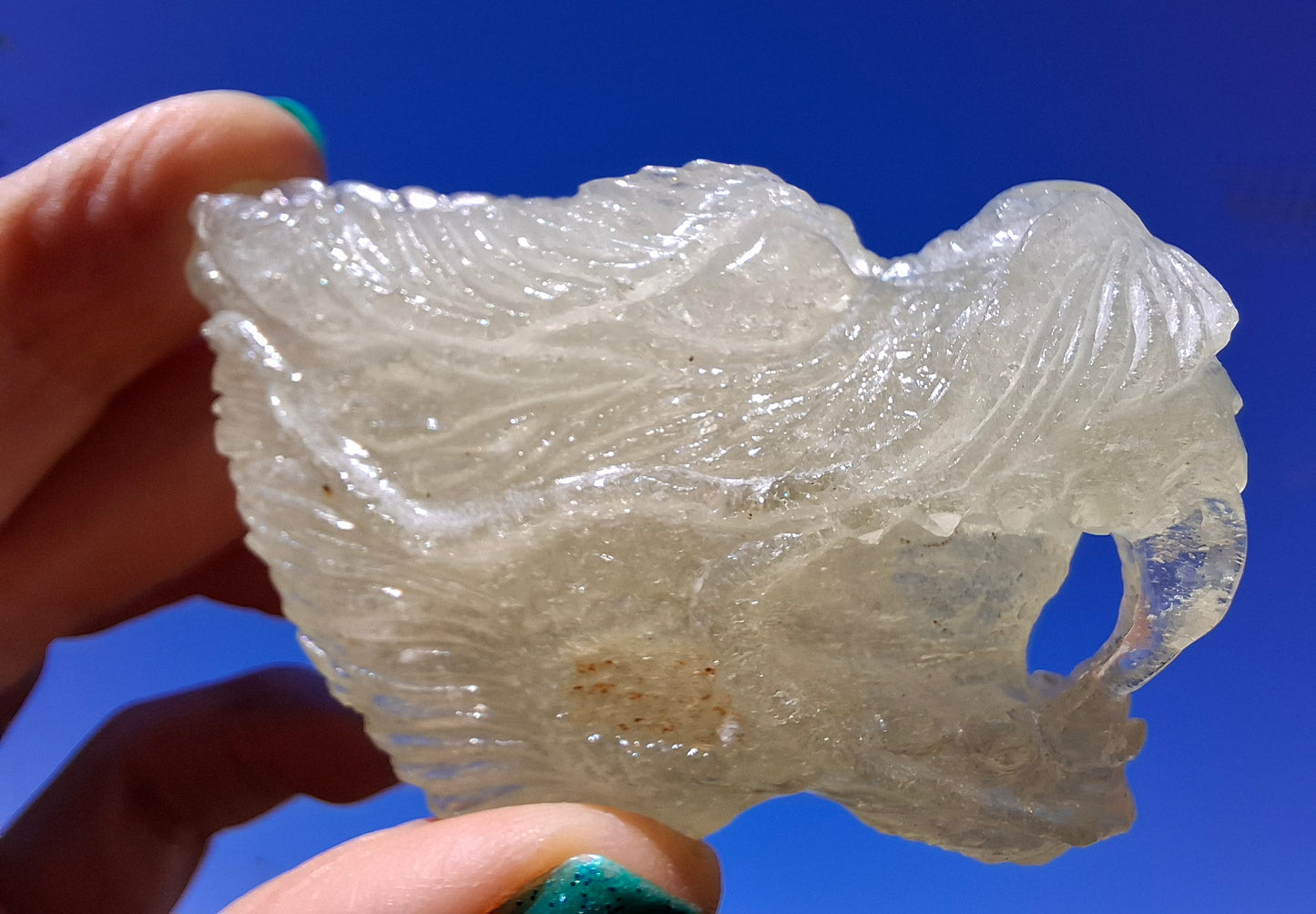 Libyan Desert Glass DRAGON HEAD Carving, 75.84g, Tektite (Ref: Dragon1)