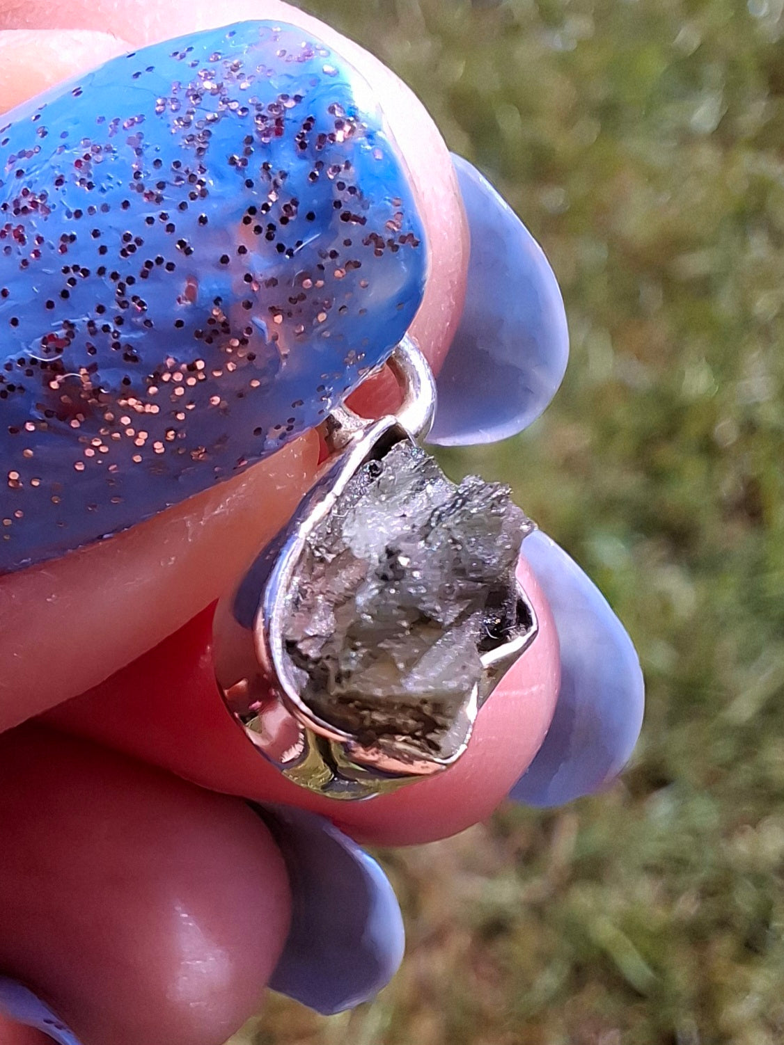 Moldavite Pendant, 925 Silver, Tektite (Ref: P92)