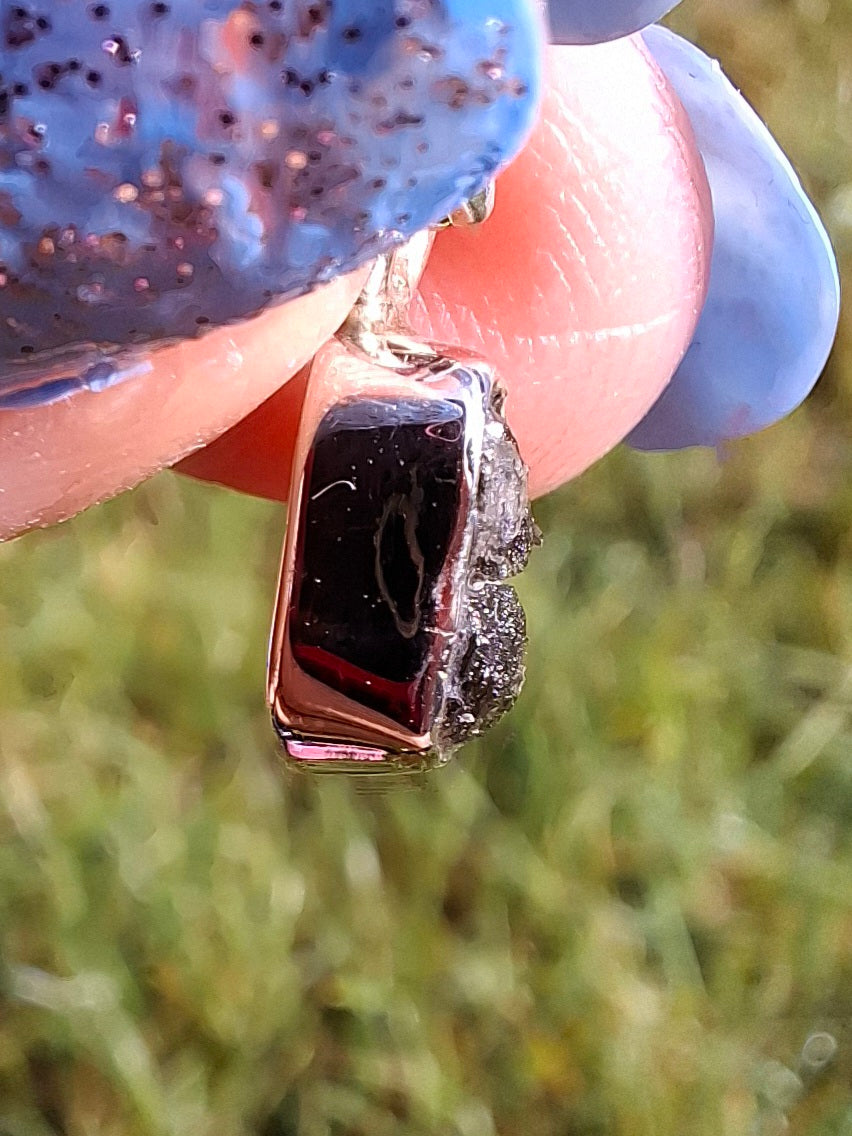 Moldavite Pendant, 925 Silver, Tektite (Ref: P44)