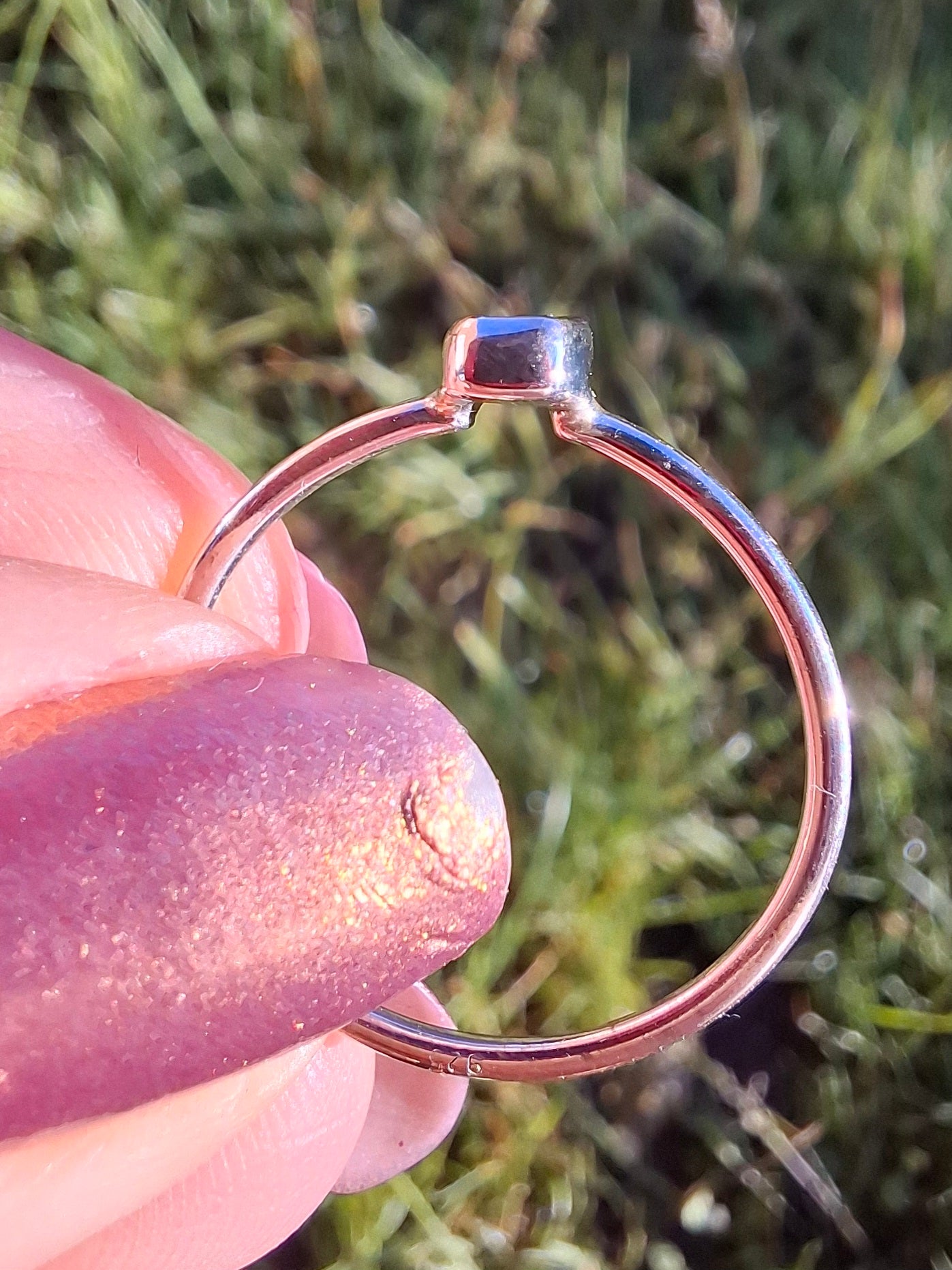 Moldavite Ring, size small R, 925 Silver, Tektite (Ref: R52)