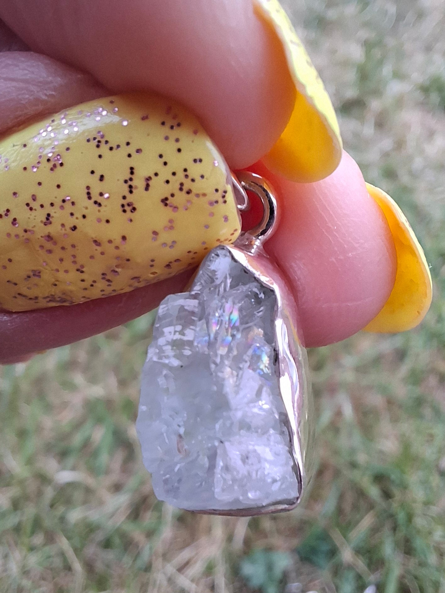 Aquamarine Pendant, 925 Silver, Crystal 🌈 (Ref: AQ4)