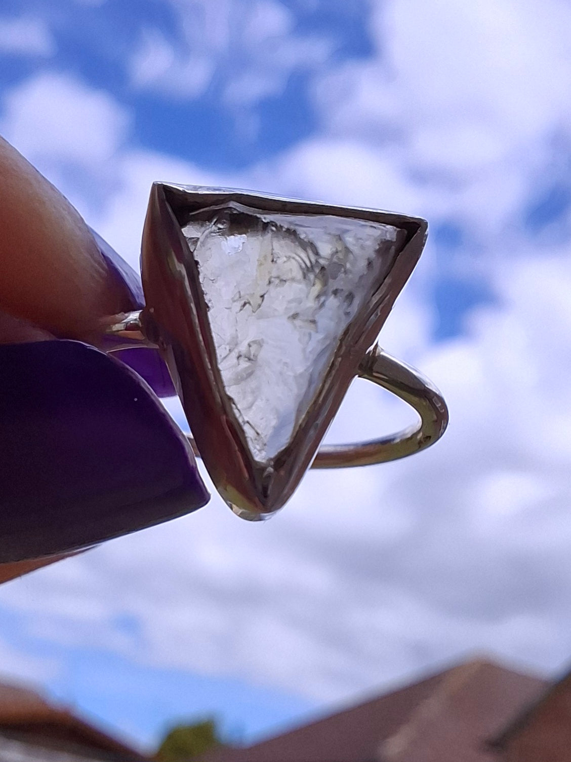 Libyan Desert Glass Ring, size large J/small K, 925 Silver, Tektite (Ref: LR11)