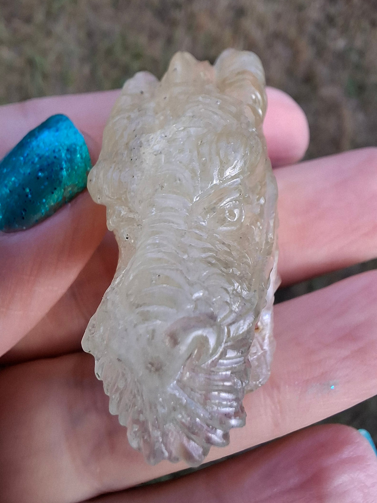 Libyan Desert Glass DRAGON HEAD carving, 22.42g, Tektite (Ref: Dragon 2)