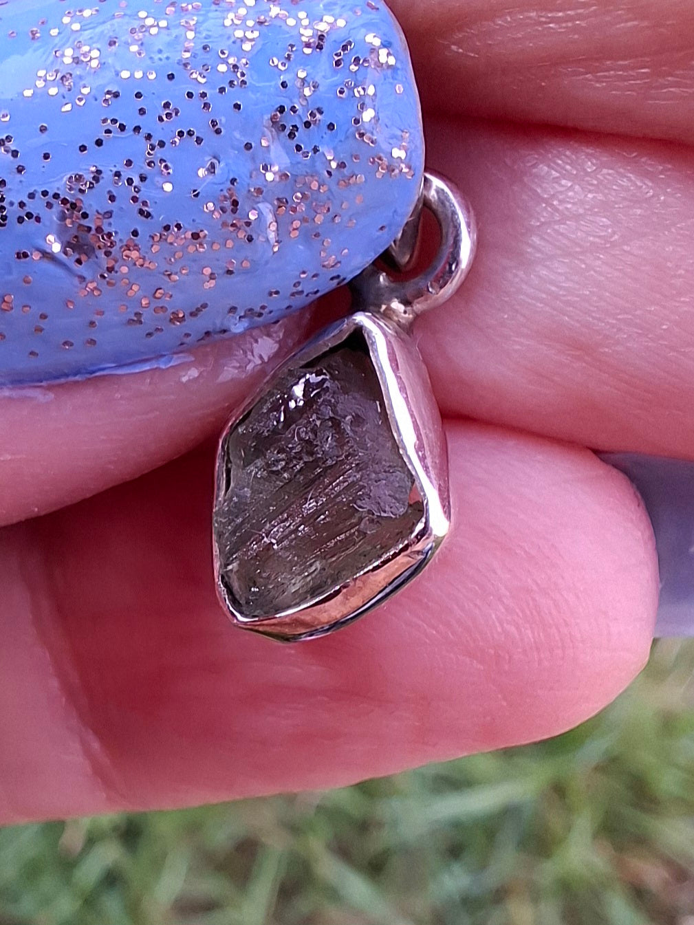 Moldavite Pendant, 925 Silver, Tektite (Ref: P52)
