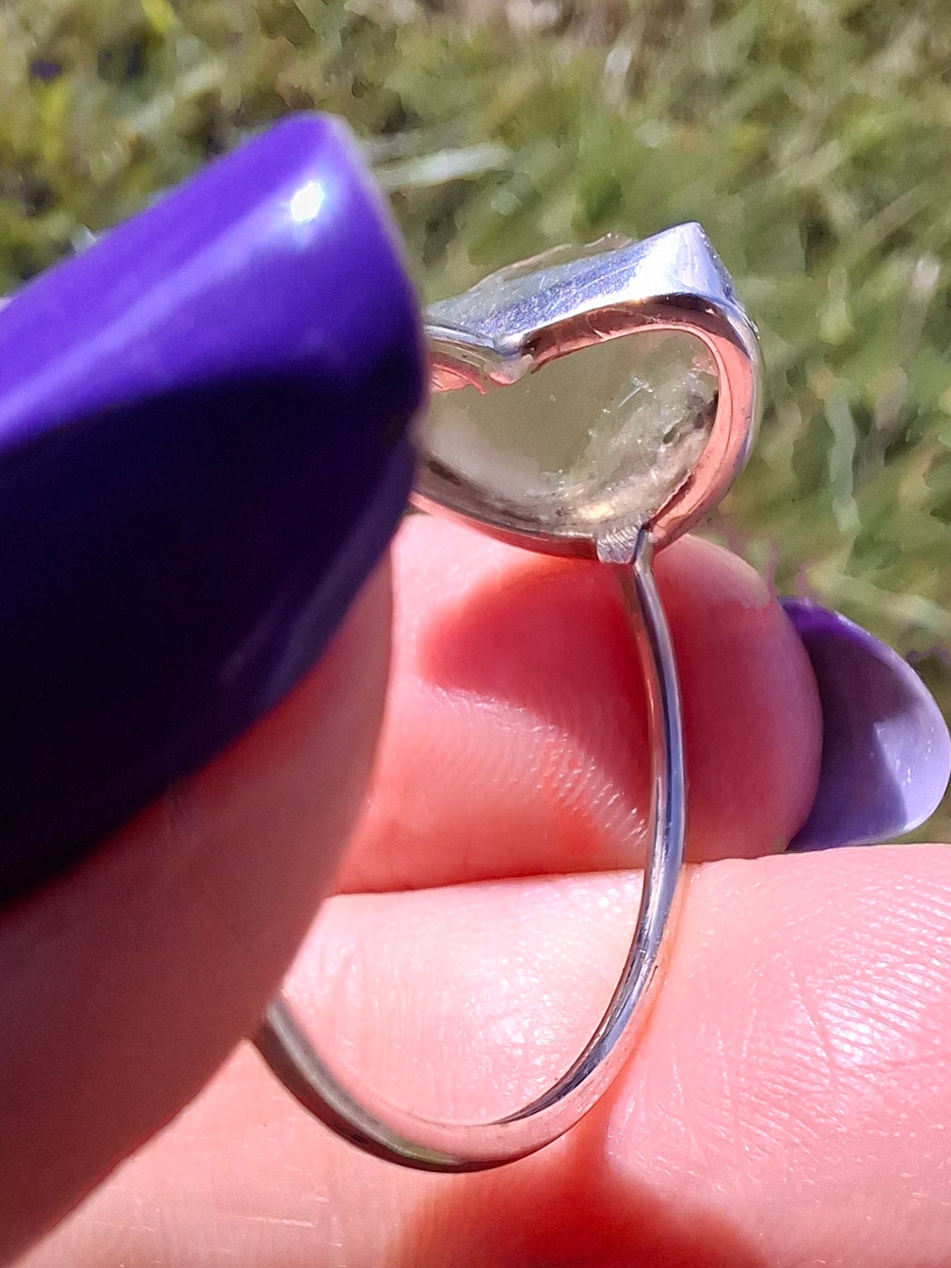 Libyan Desert Glass Ring, size W, 925 Silver, Tektite (Ref: LR61)