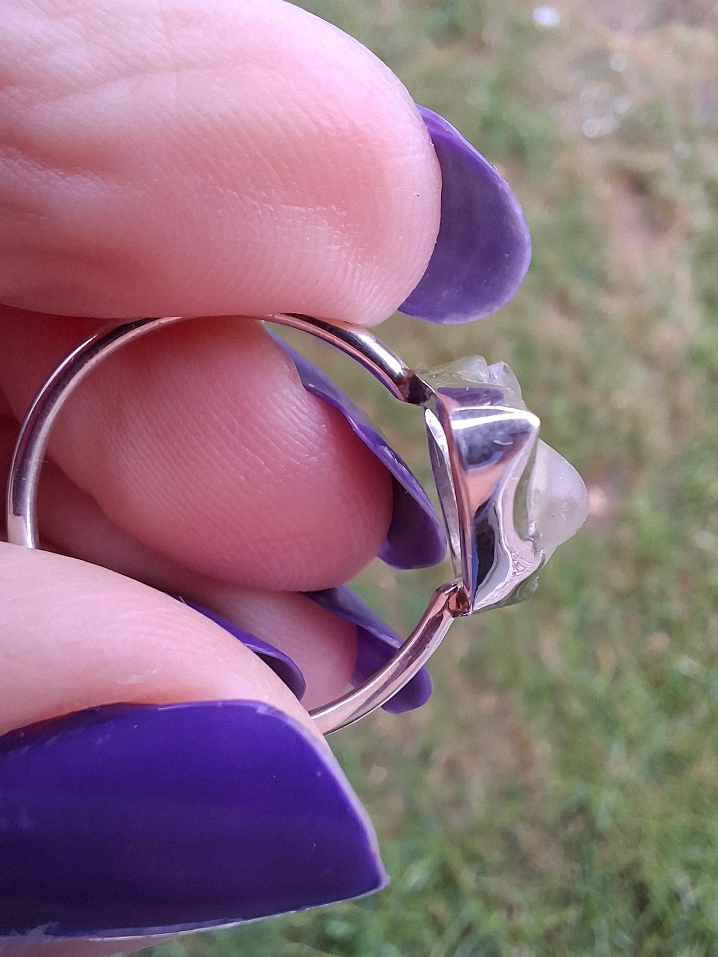 Libyan Desert Glass Ring, size large Q, 925 Silver, Tektite (Ref: LR36)