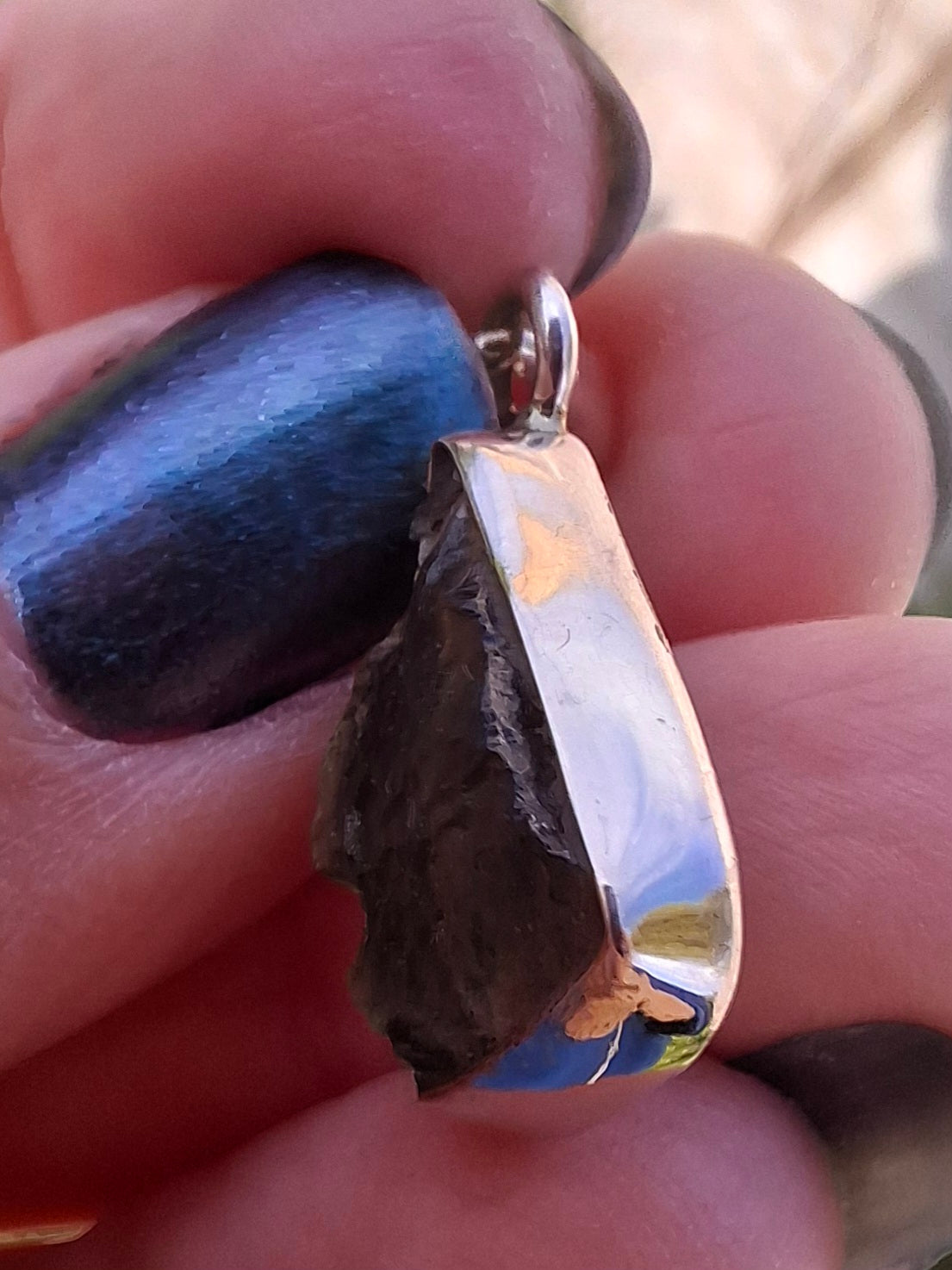 Moldavite Pendant, 925 Silver, Tektite (Ref: P12)
