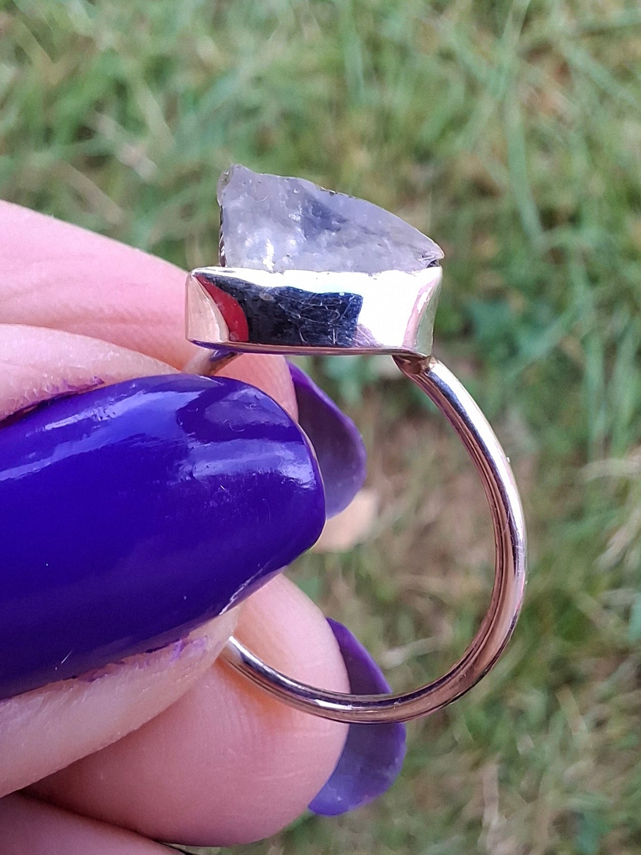 Libyan Desert Glass Ring, size small M, 925 Silver, Tektite (Ref: LR19)