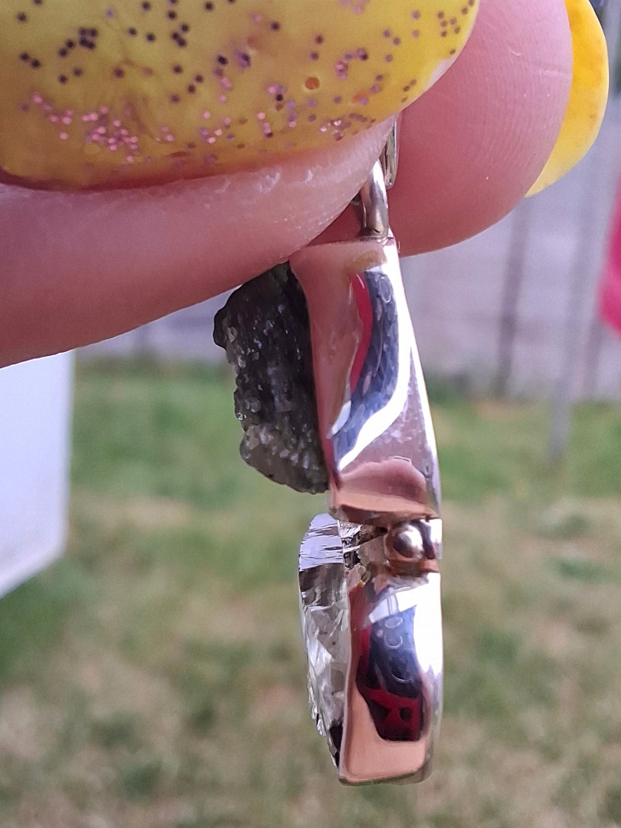 Moldavite & Libyan Desert Glass Pendant, 925 Silver, Tektite (Ref: MLP8)