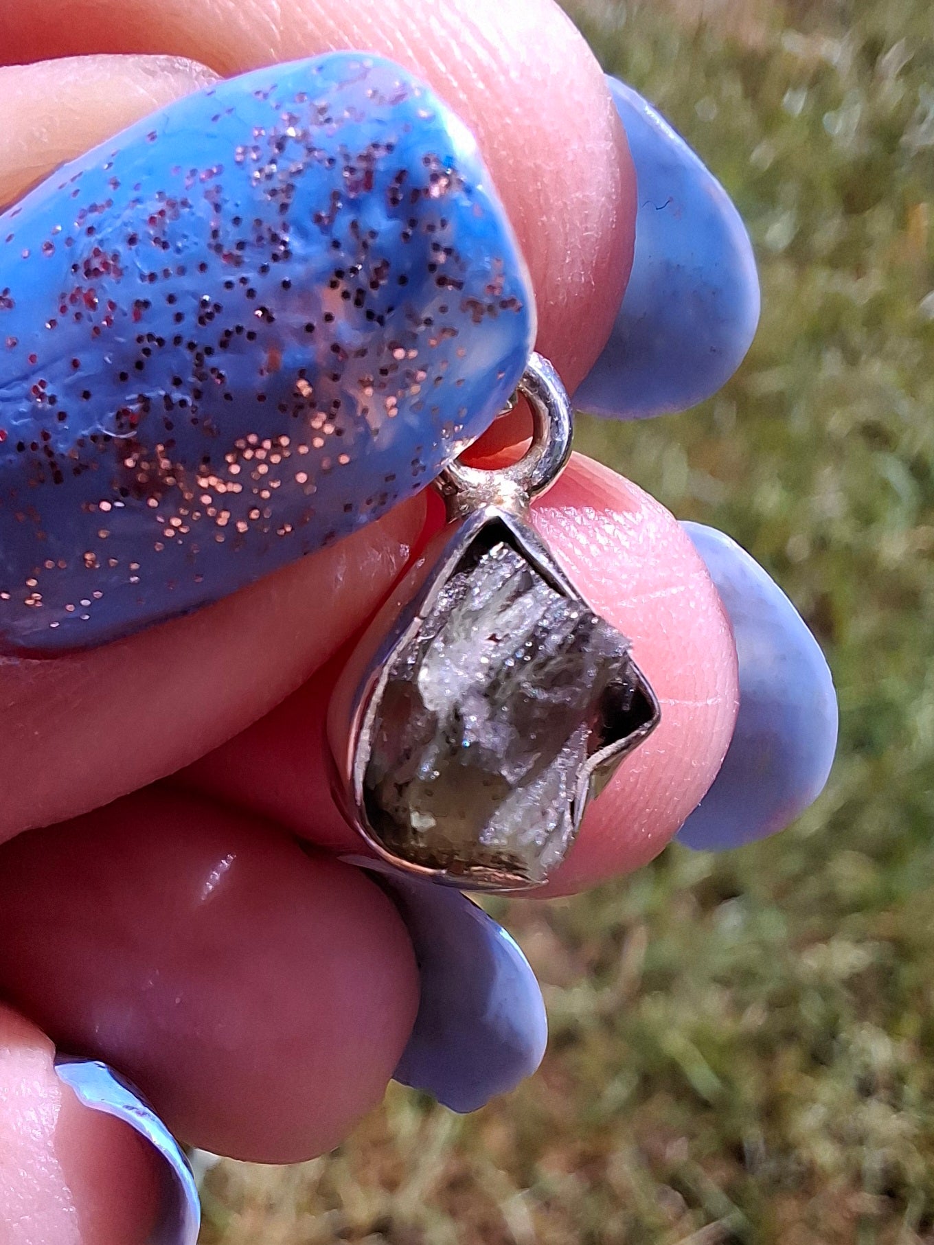 Moldavite Pendant, 925 Silver, Tektite (Ref: P92)