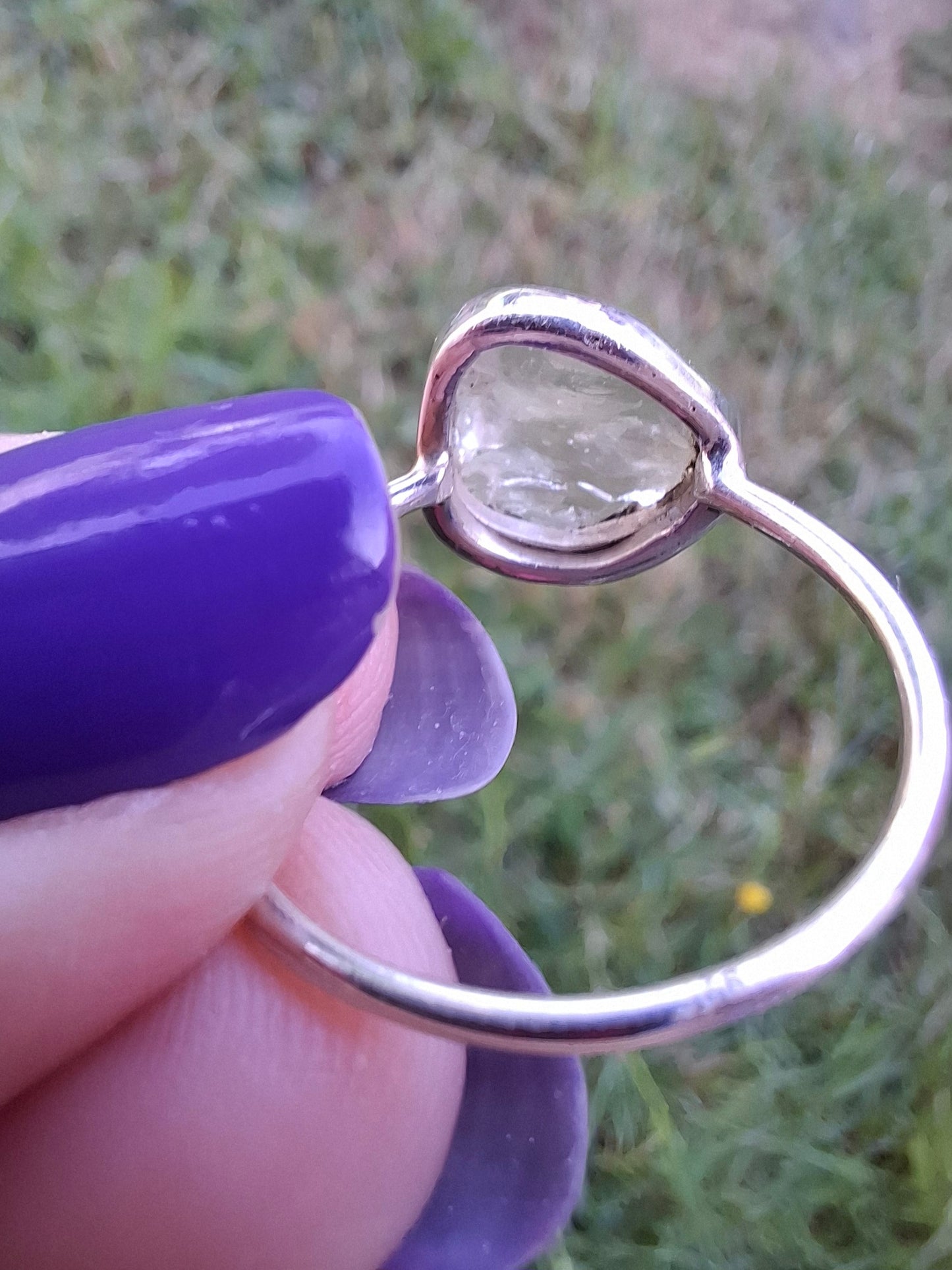 Libyan Desert Glass Ring, size large T, 925 Silver, Tektite (Ref: LR50)