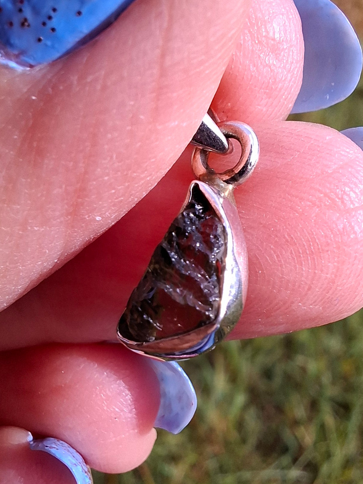 Moldavite Pendant, 925 Silver, Tektite (Ref: P33)