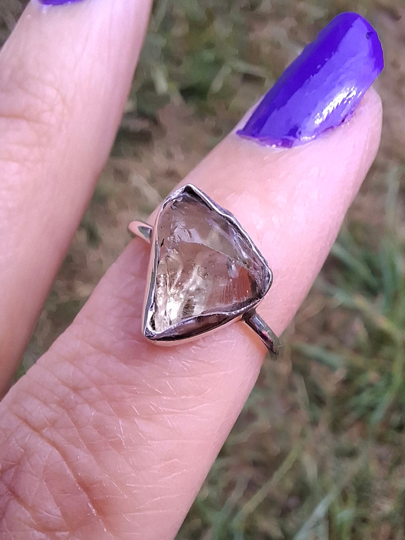 Libyan Desert Glass Ring, size large G, 925 Silver, Tektite (Ref: LR2)