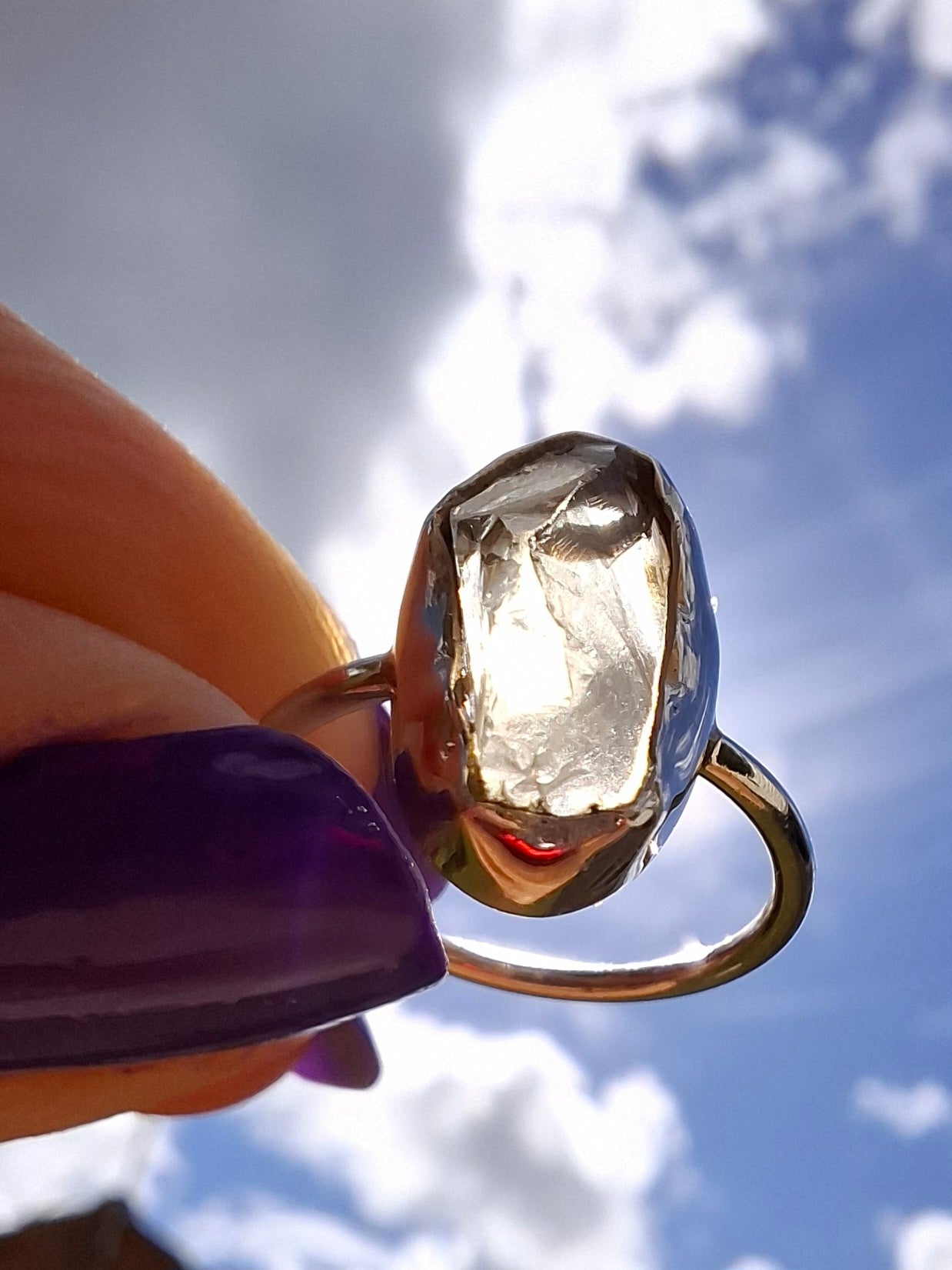 Libyan Desert Glass Ring, size K, 925 Silver, Tektite 🌈 (Ref: LR12)