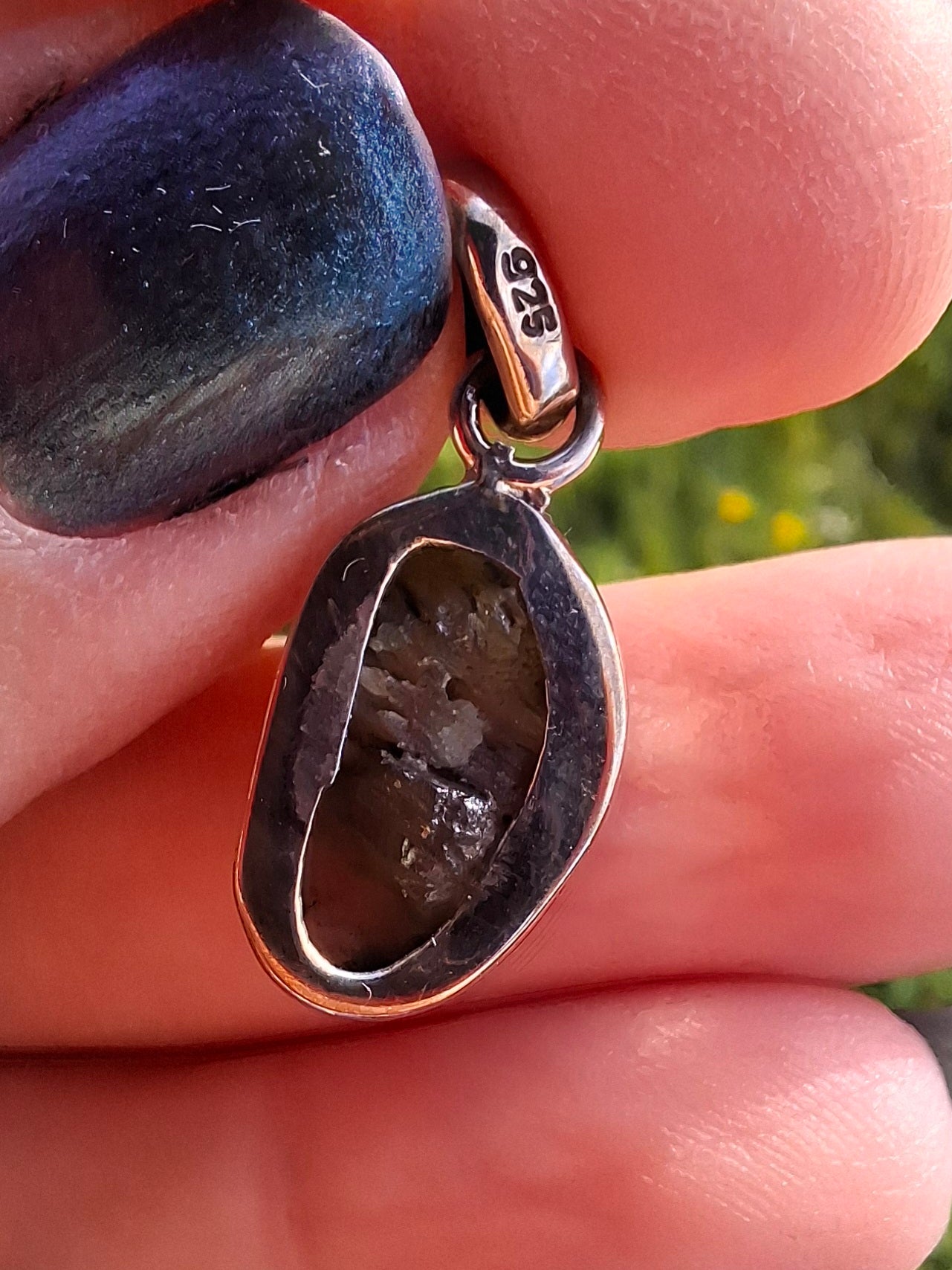 Moldavite PENDANT, 925 Silver, Tektite (Ref: P1)