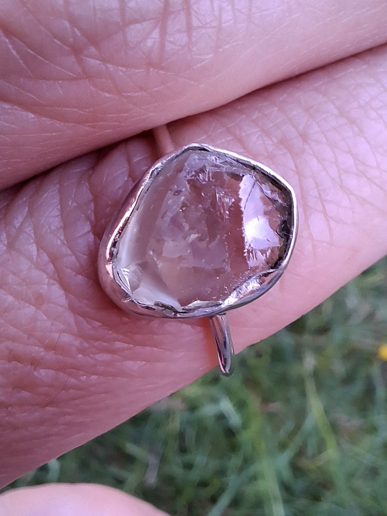 Libyan Desert Glass Ring, size large R/small S, 925 Silver, Tektite (Ref: LR42)