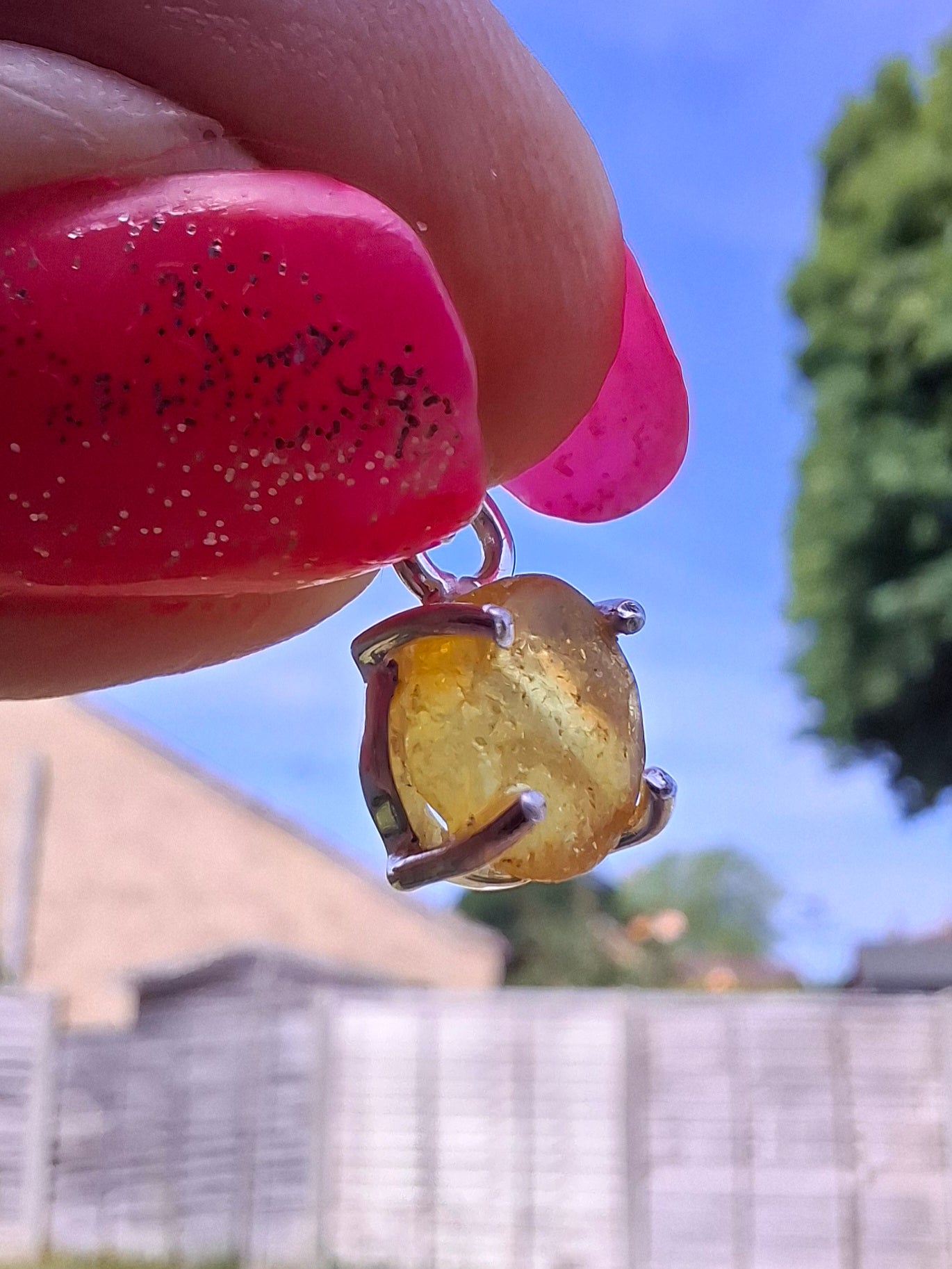 Baltic Amber Pendant, 925 Silver, Fossil (Ref: Ap15)