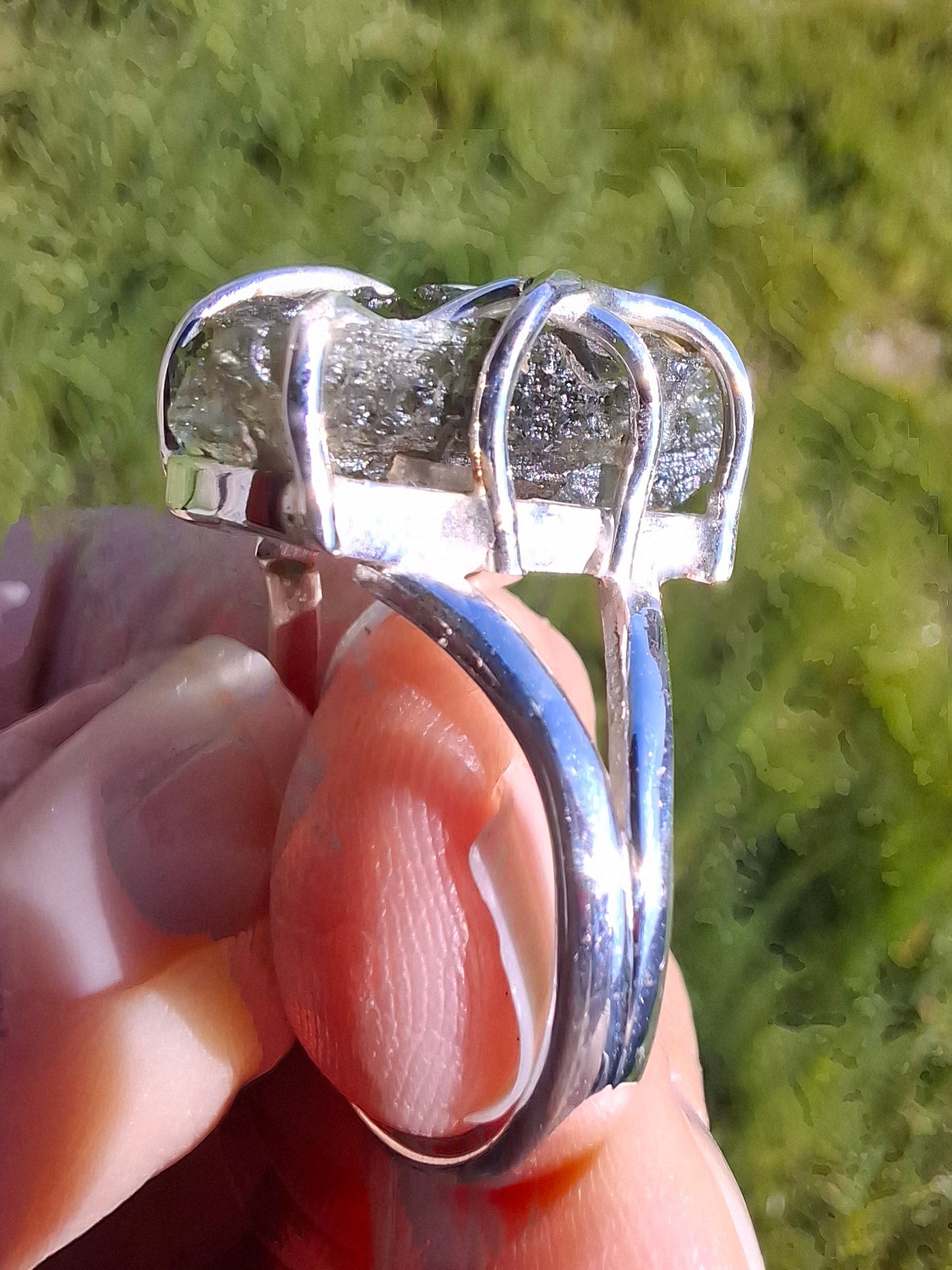 Moldavite Ring, size U, 925 Silver (Ref: R13)