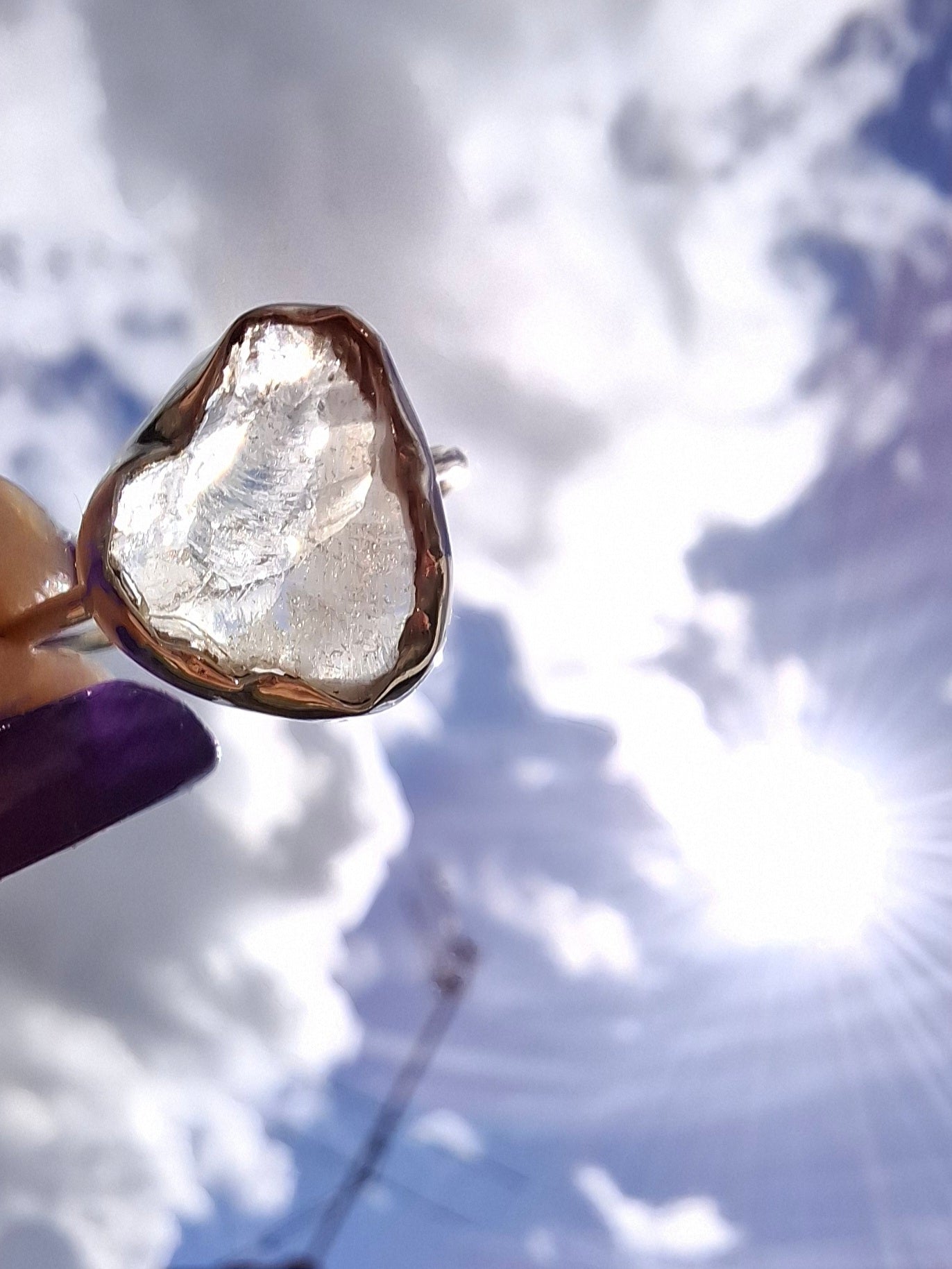 Libyan Desert Glass Ring, size large P, 925 Silver, Tektite (Ref: LR32)