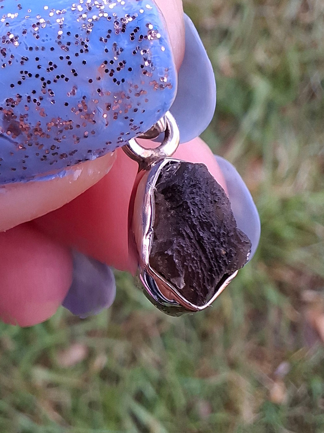 Moldavite Pendant, 925 Silver, Tektite (Ref: P58)