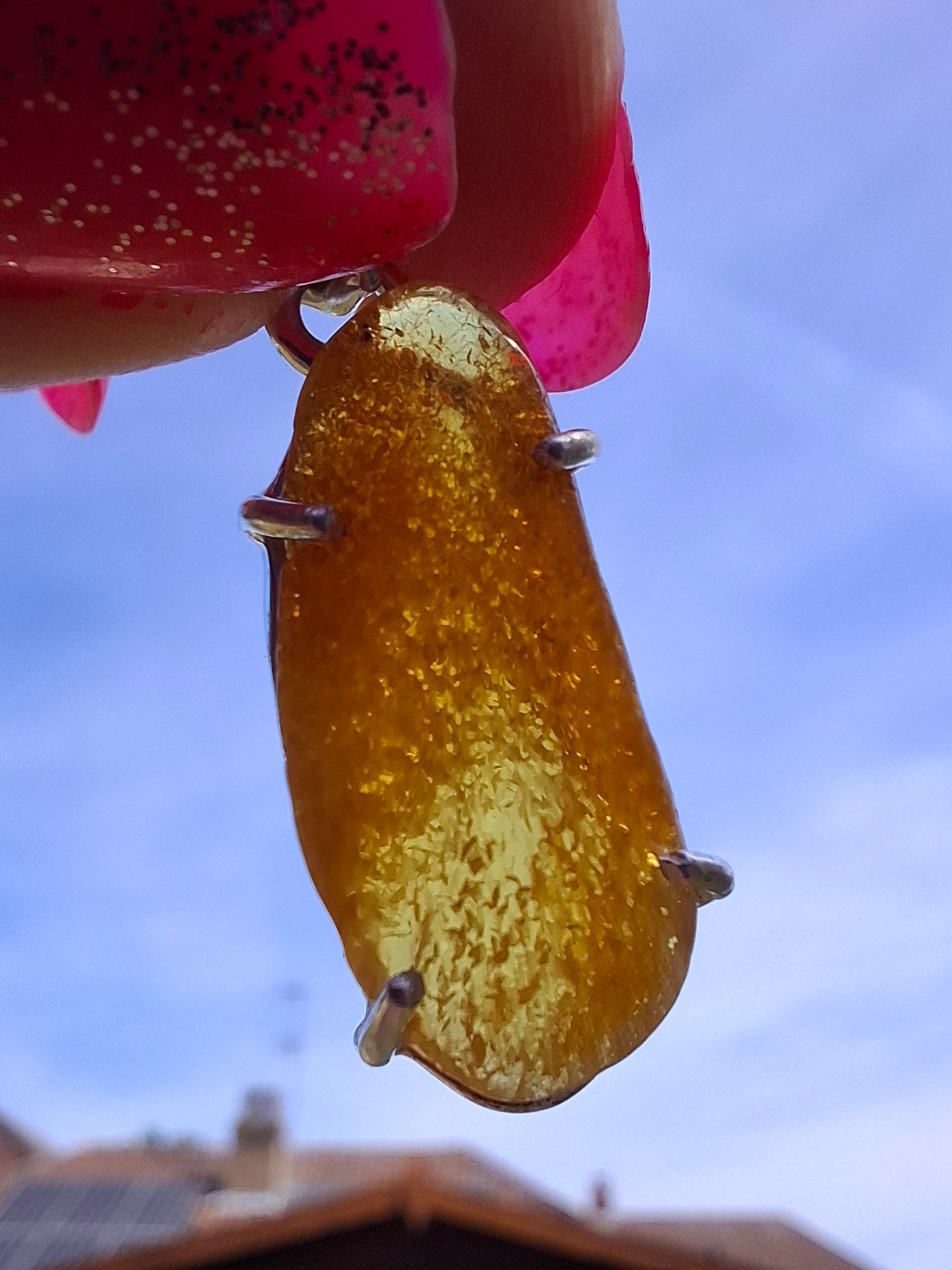 Baltic Amber Pendant, 925 Silver, Fossil (Ref: AP6)