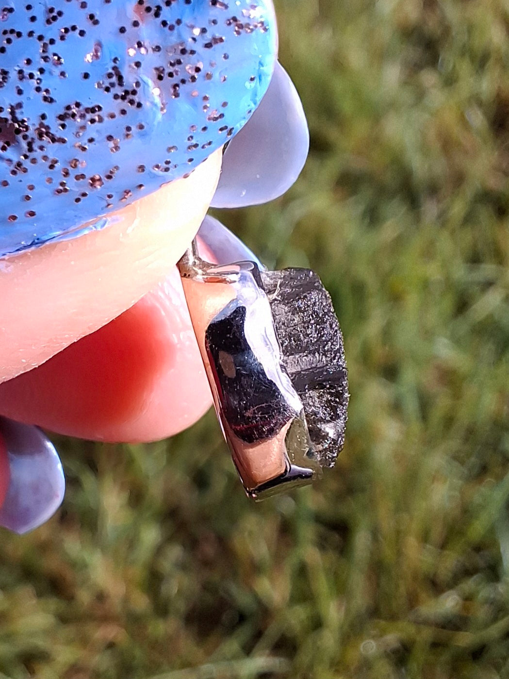 Moldavite Pendant, 925 Silver, Tektite (Ref: P58)