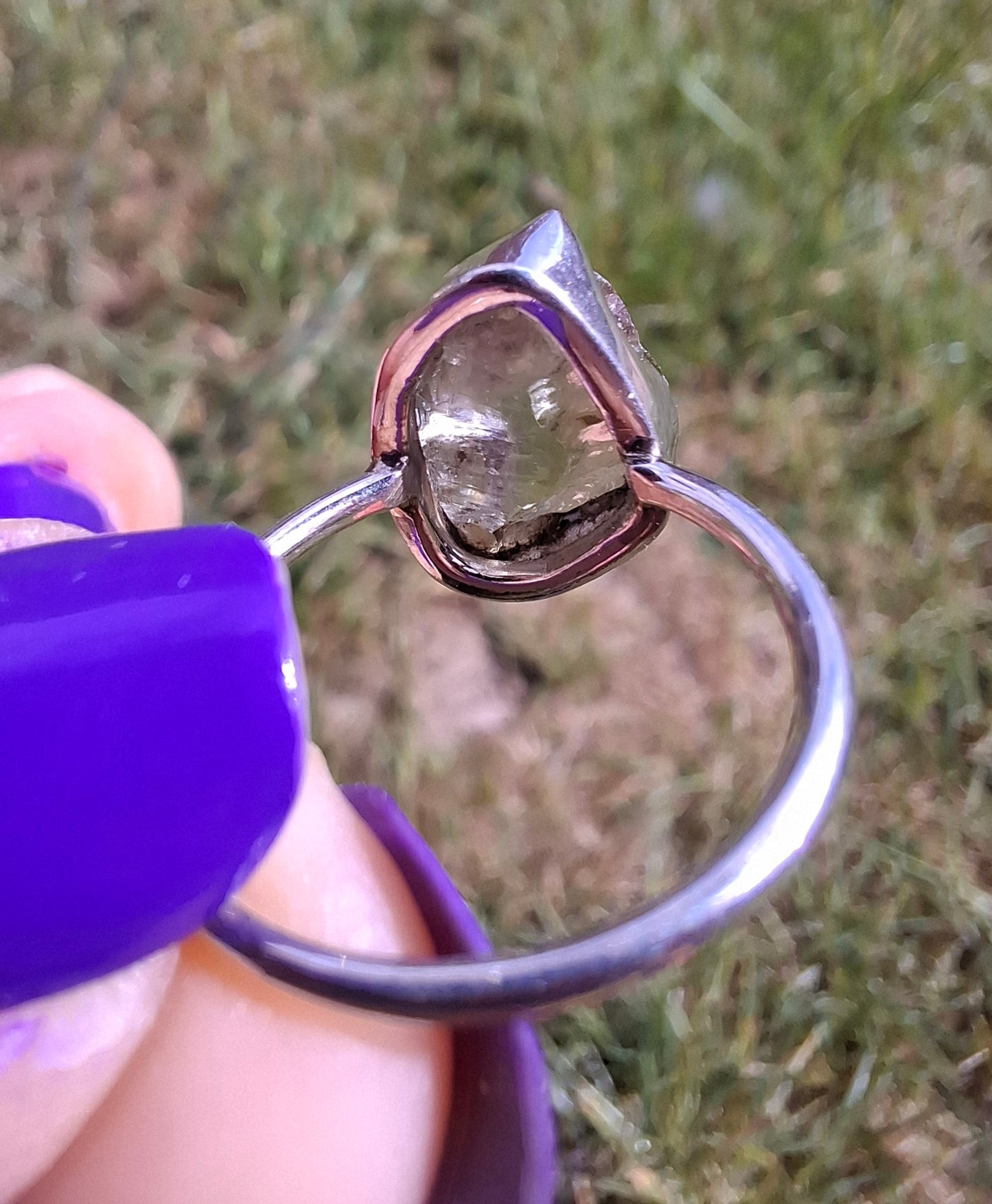 Libyan Desert Glass Ring, size large K, 925 Silver, Tektite (Ref: LR16)