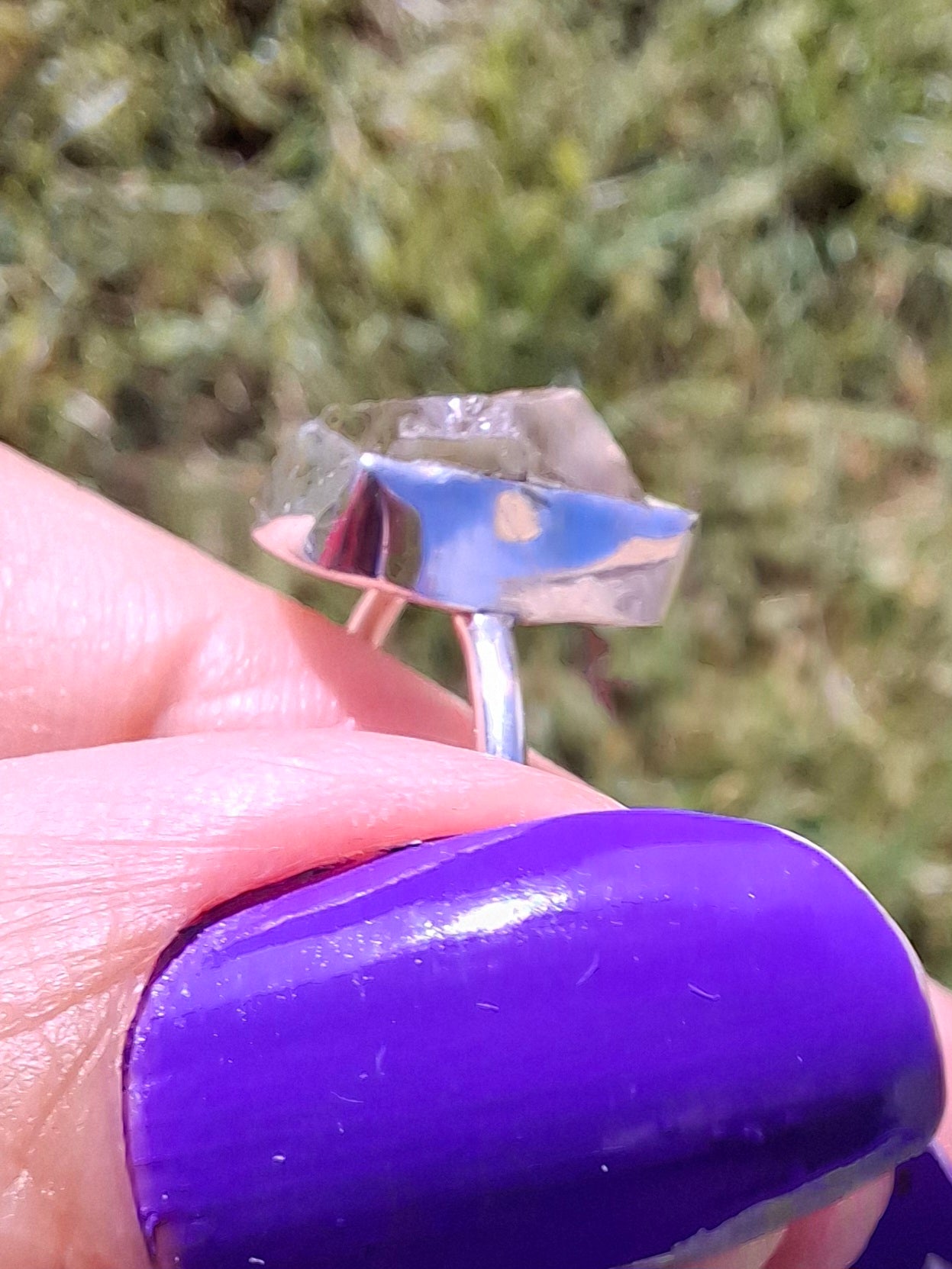 Libyan Desert Glass Ring, size large V, 925 Silver, Tektite (Ref: LR56)