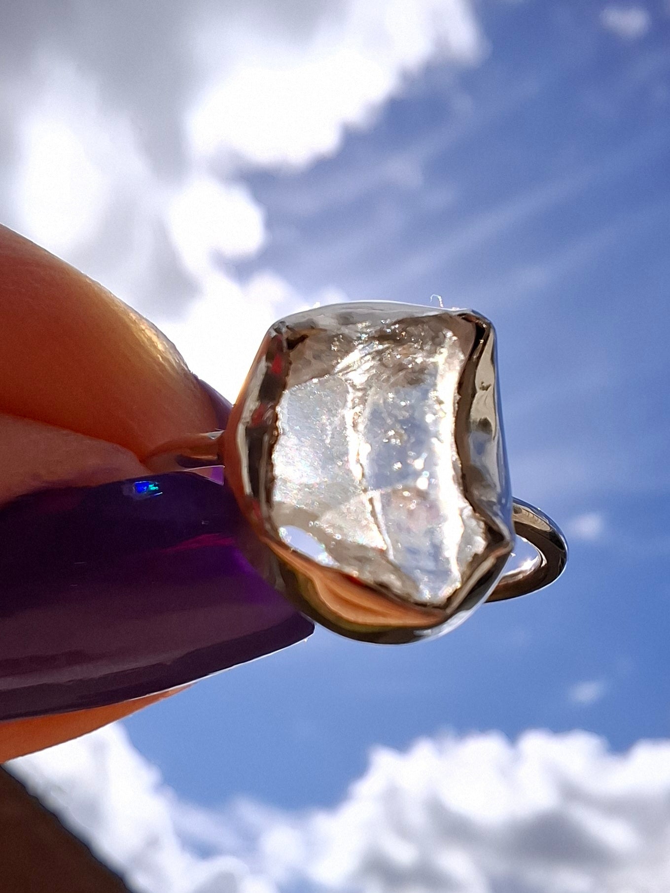 Libyan Desert Glass Ring, size large M, 925 Silver, Tektite (Ref: LR20)