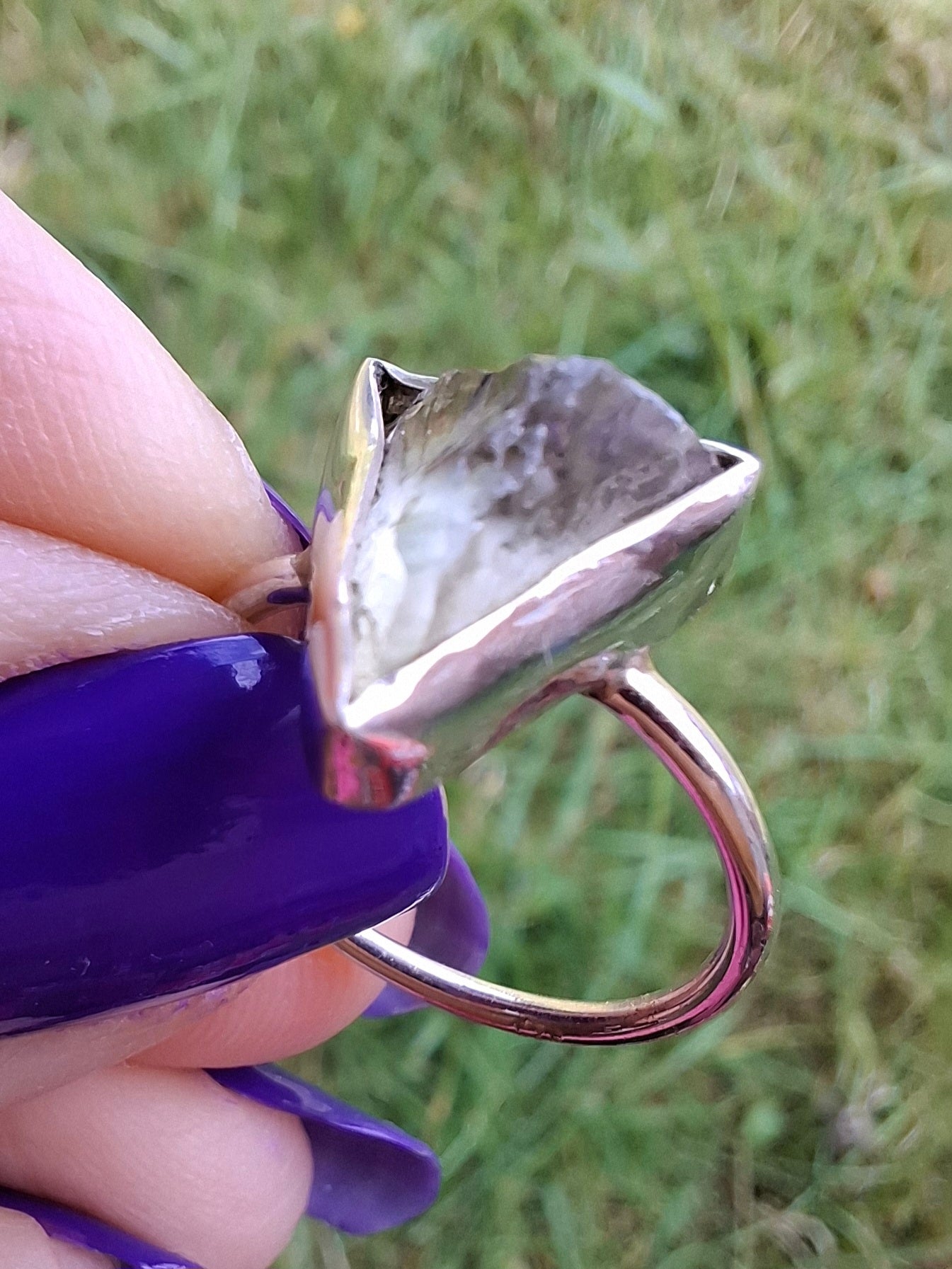 Libyan Desert Glass Ring, size large J/small K, 925 Silver, Tektite (Ref: LR11)