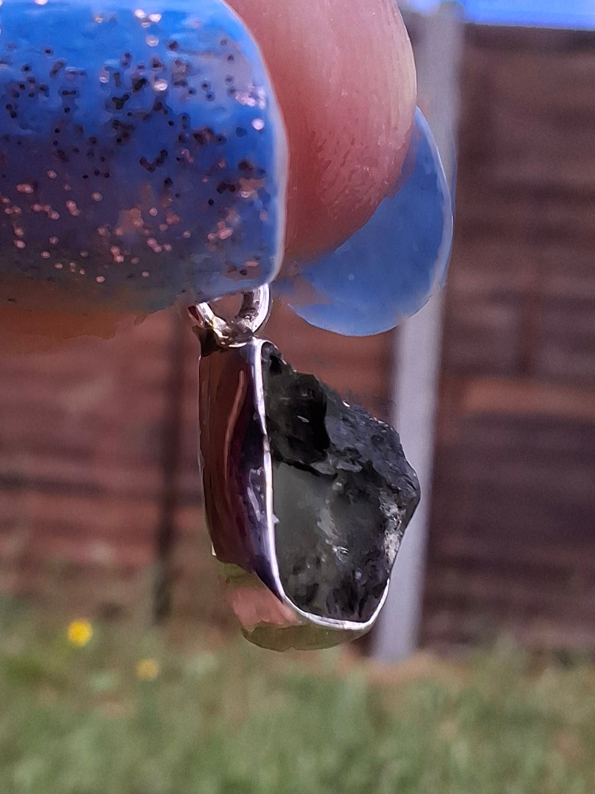 Moldavite Pendant, 925 Silver, Tektite (Ref: P72)