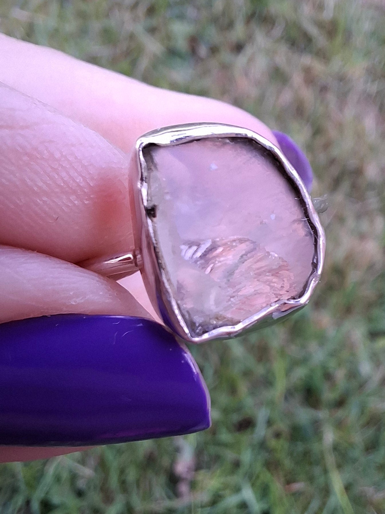Libyan Desert Glass Ring, size large U, 925 Silver, Tektite (Ref: LR53)
