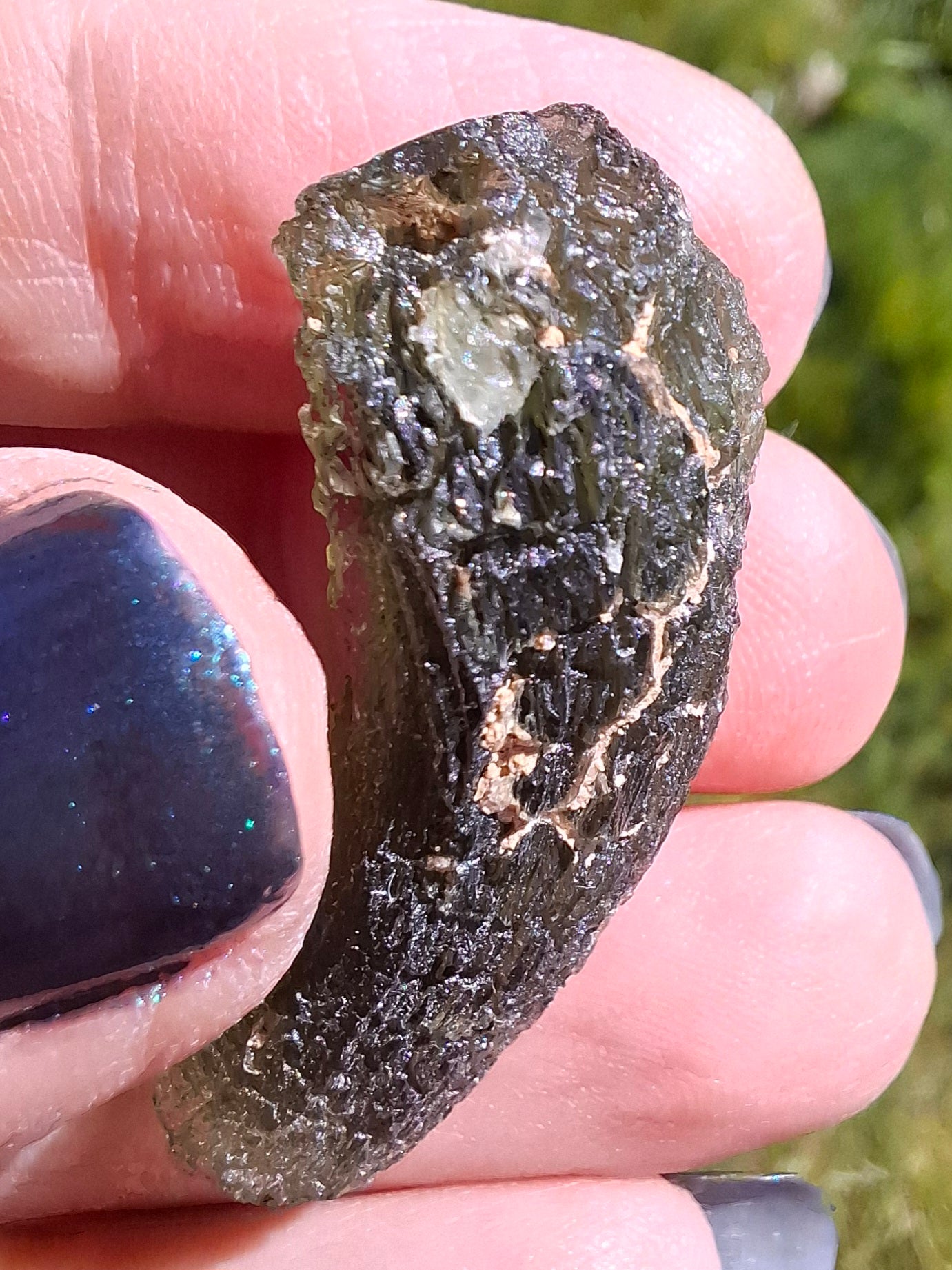 Moldavite Piece, NESMEN, 8.04g, Tektite (Ref: 1377)