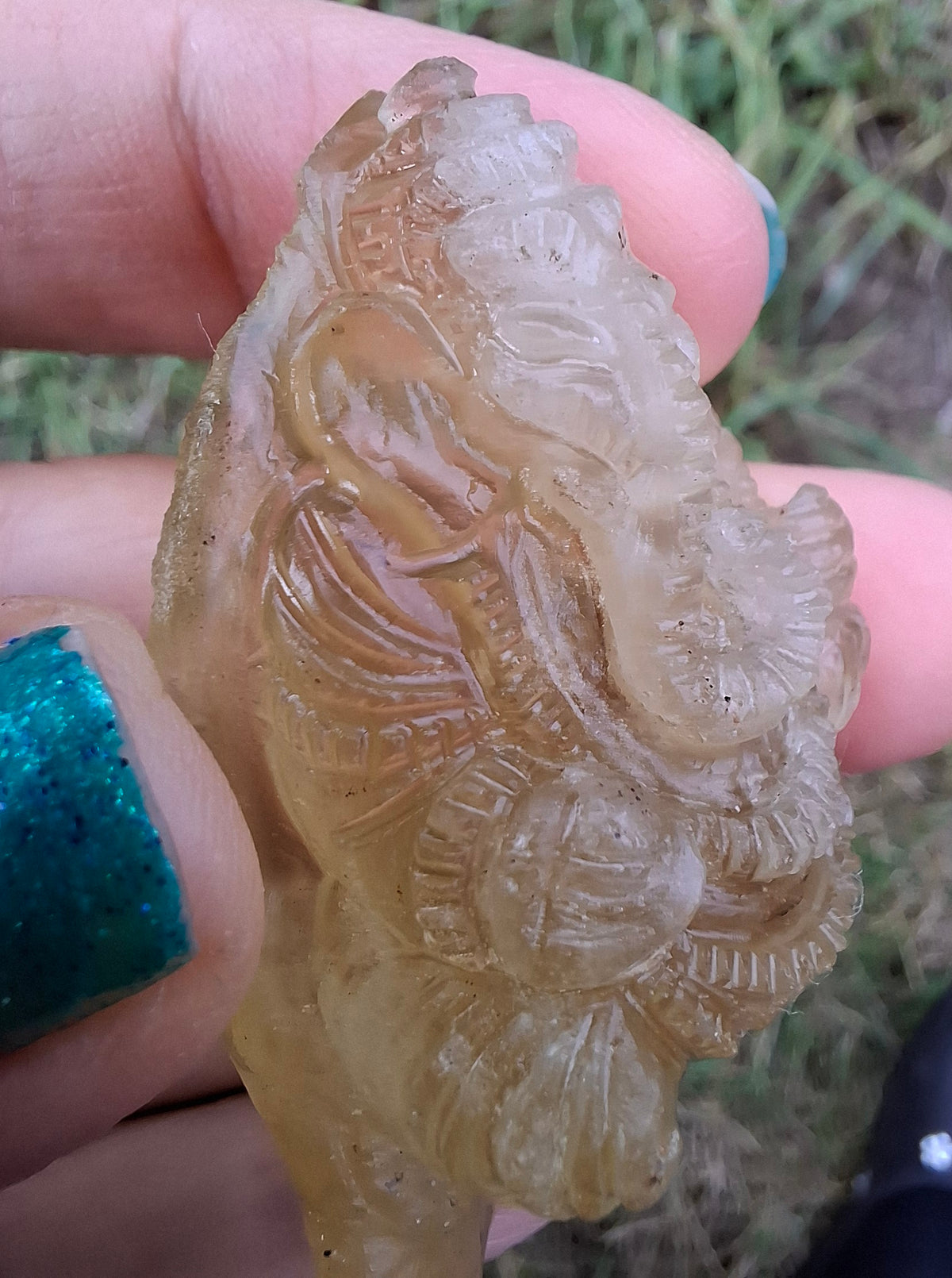 Libyan Desert Glass carving, GANESHA, 26.47g, Tektite (Ref: Ganesha1)