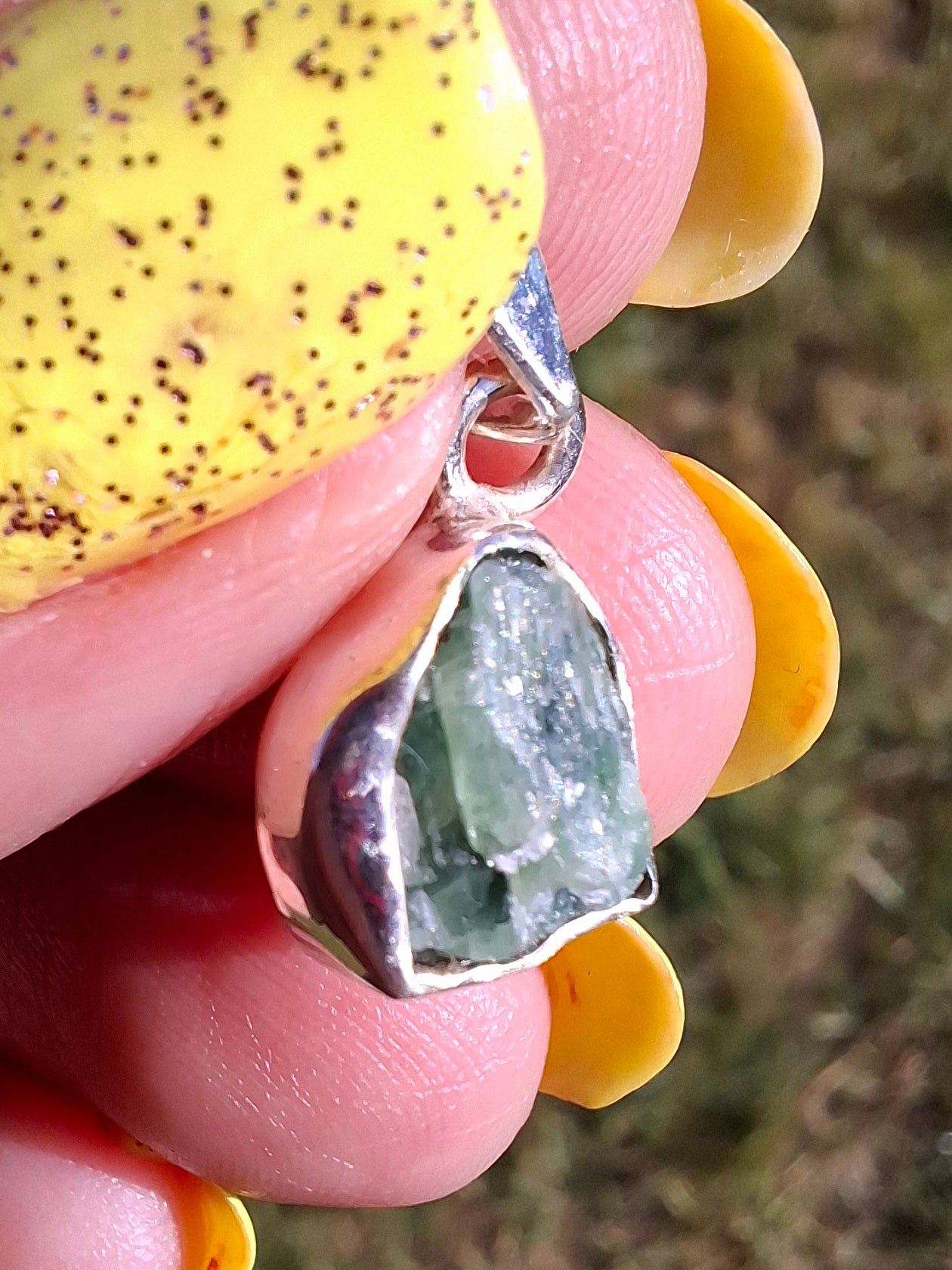Green Tourmaline Pendant, 925 Silver, Crystal (Ref: GT9)