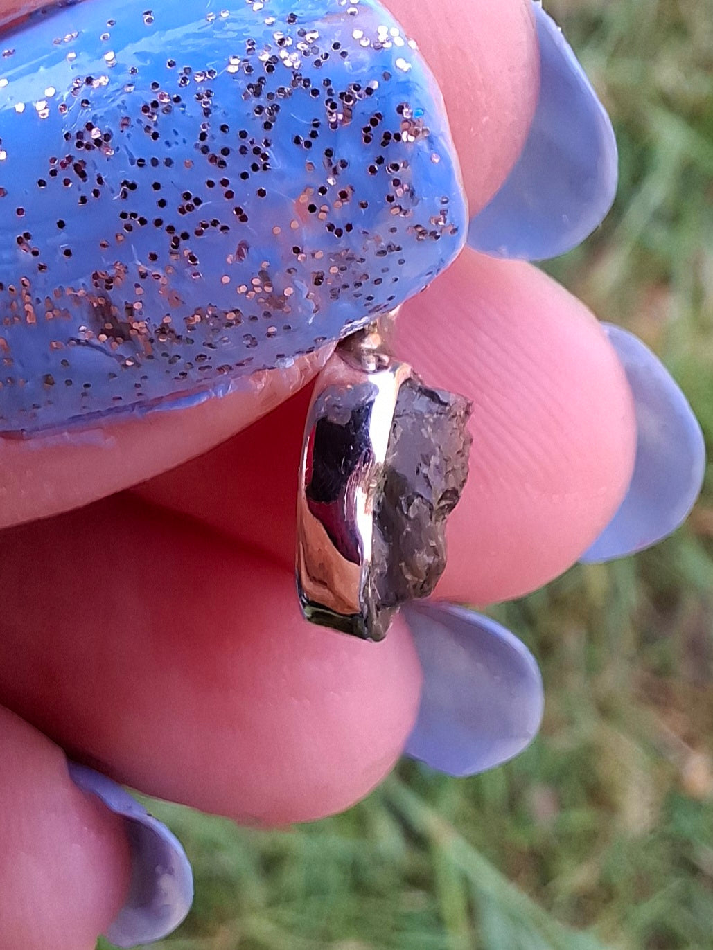 Moldavite Pendant, 925 Silver, Tektite (Ref: P39)