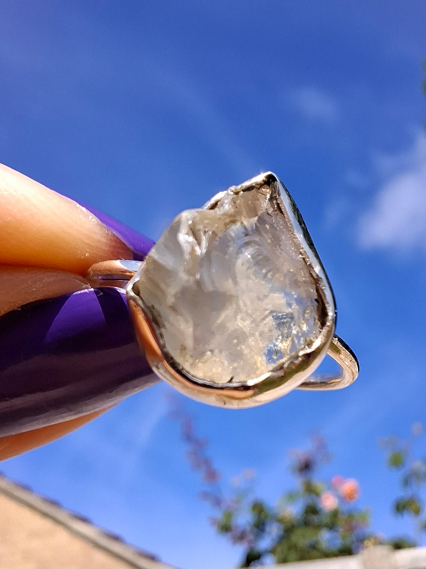 Libyan Desert Glass Ring, size large S/small T, 925 Silver, Tektite (Ref: LR47)