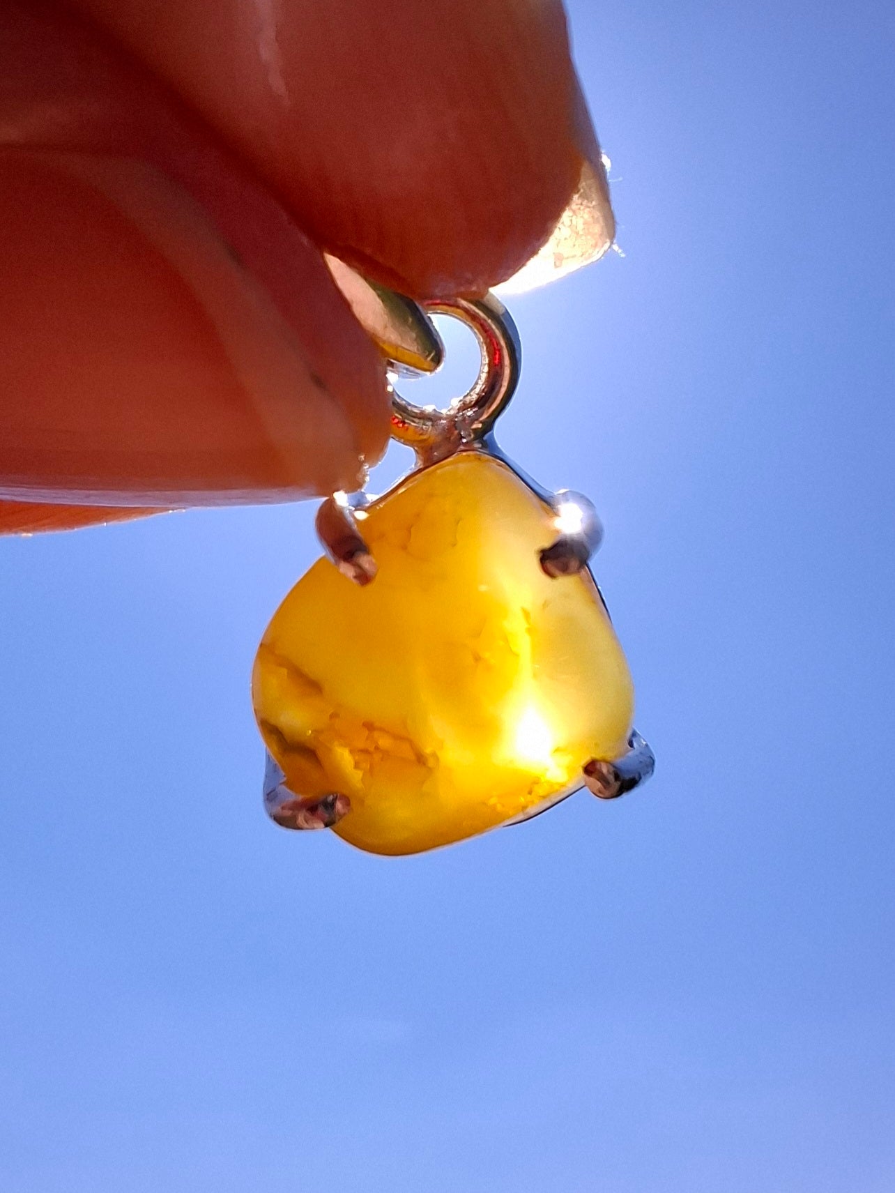 Baltic Amber Pendant, 925 Silver, Fossil (Ref: AP18)