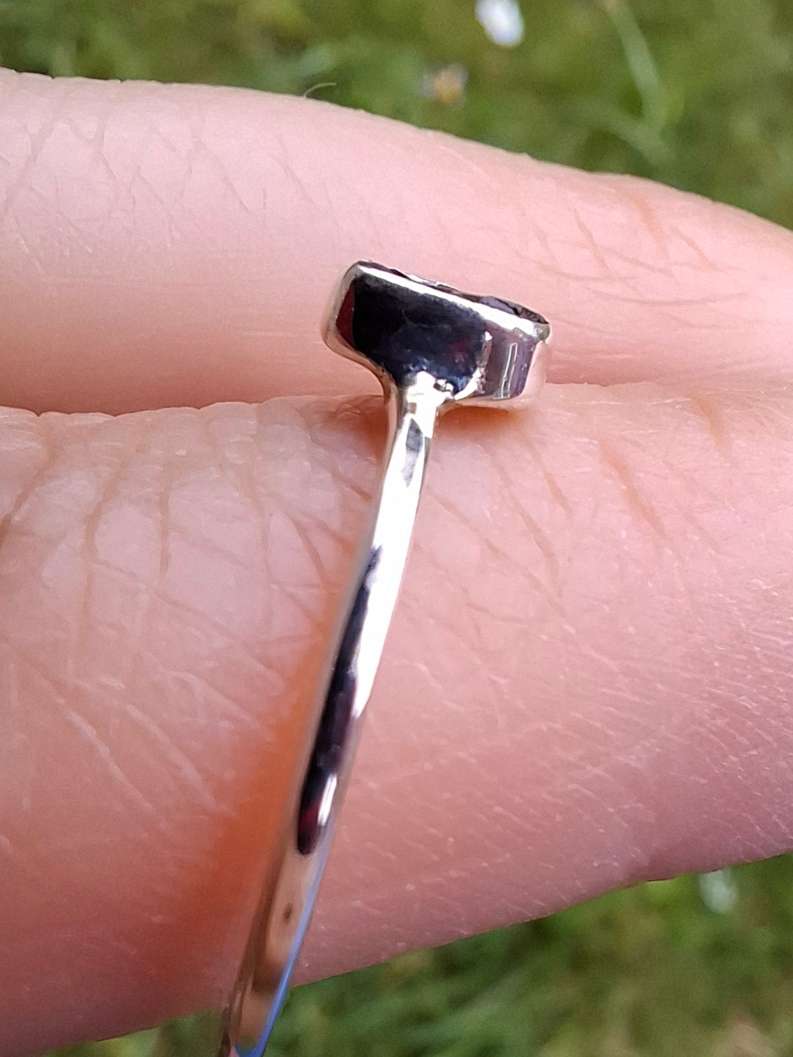 Moldavite Ring, size small R, 925 Silver, Tektite (Ref: R52)