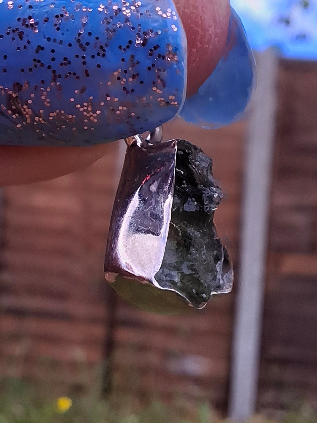 Moldavite Pendant, 925 Silver, Tektite (Ref: P74)