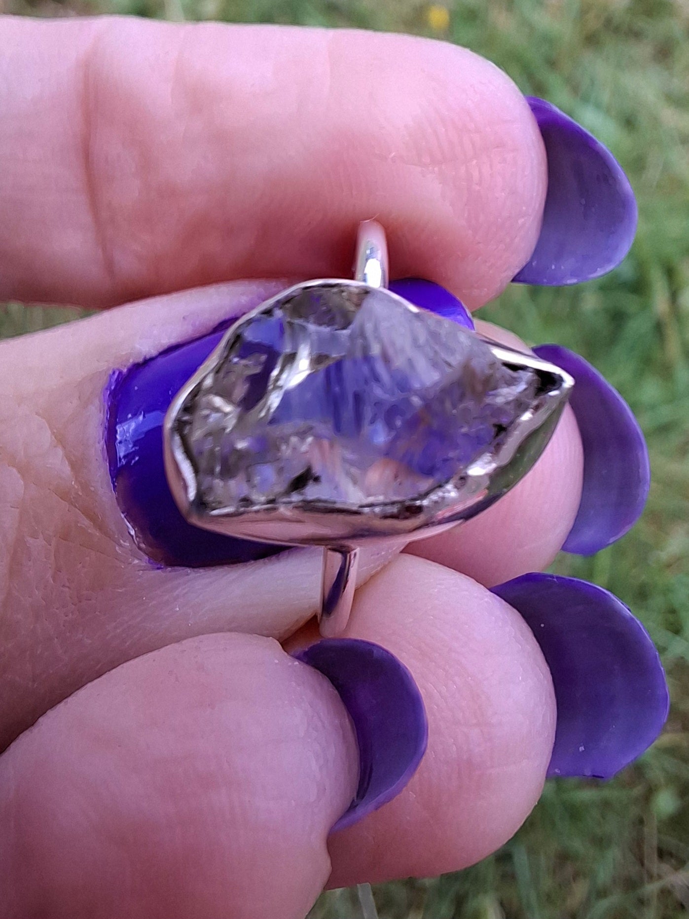 Libyan Desert Glass Ring, size large K, 925 Silver, Tektite (Ref: LR16)