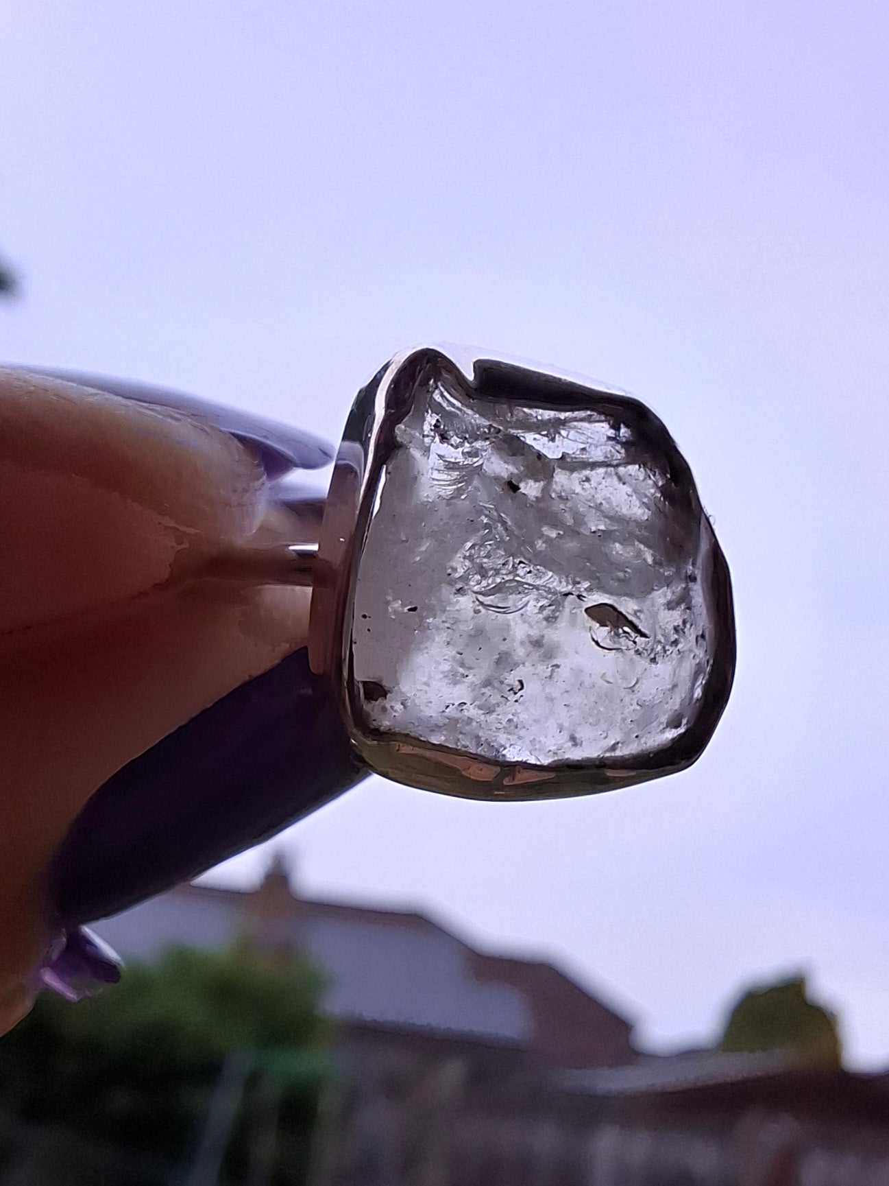 Libyan Desert Glass Ring, size P, 925 Silver, Tektite (Ref: LR27)