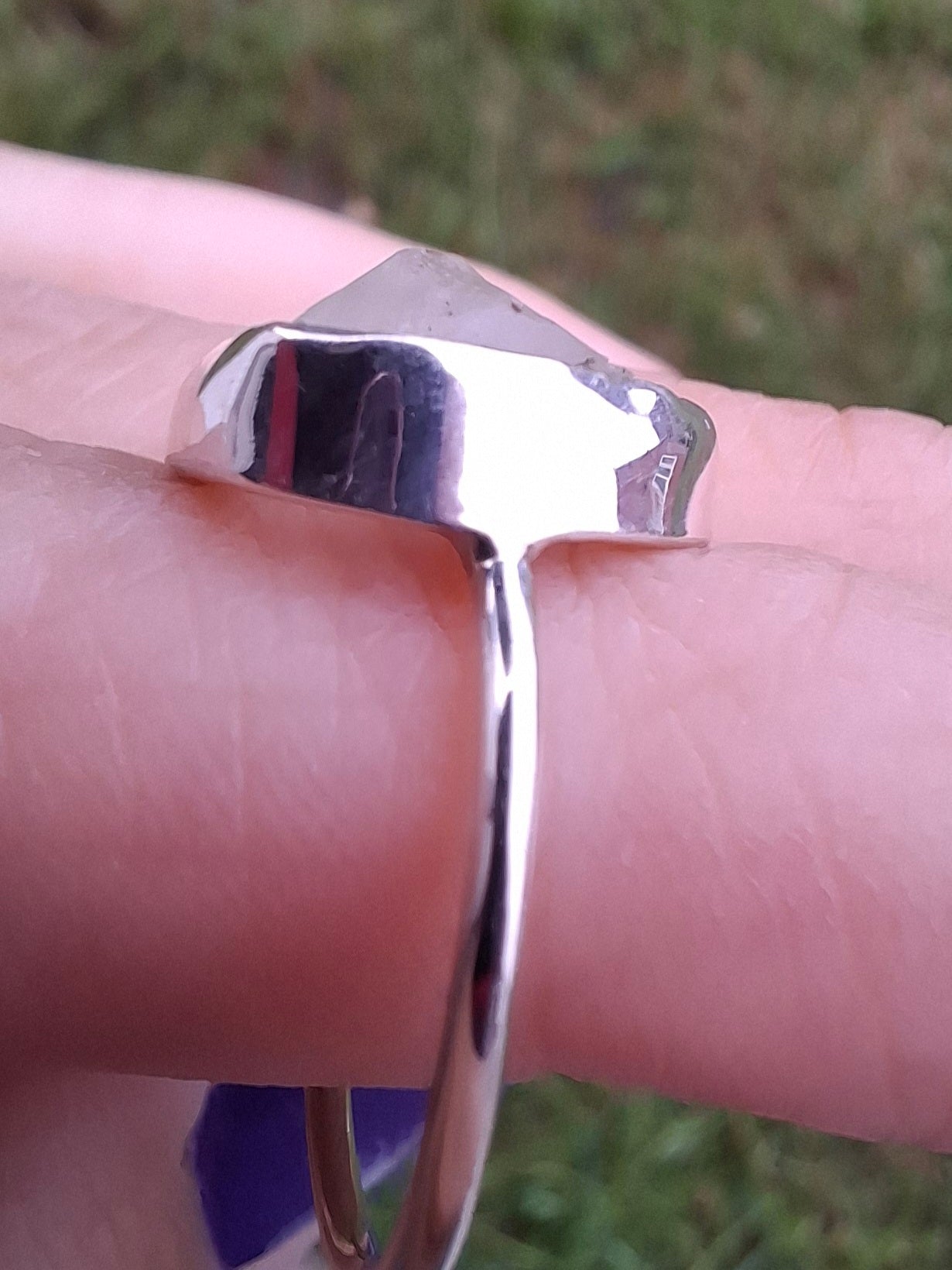 Libyan Desert Glass Ring, size P, 925 Silver, Tektite (Ref: LR27)