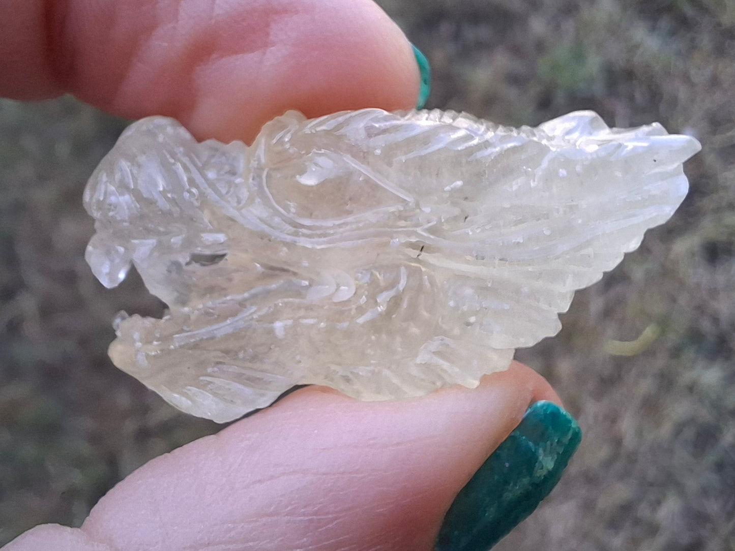 Libyan Desert Glass DRAGON HEAD carving, 9.66g, Tektite (Ref: Dragon 3)
