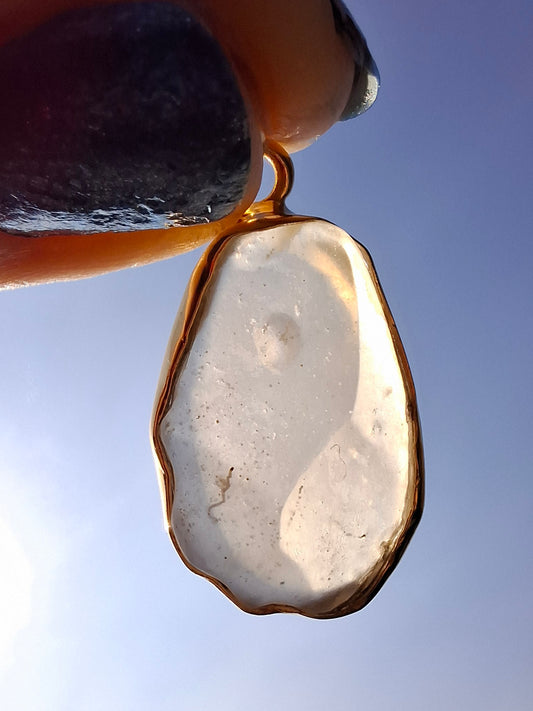 Libyan Desert Glass Pendant, 14K GOLD Plated, Tektite (Ref: LP114)