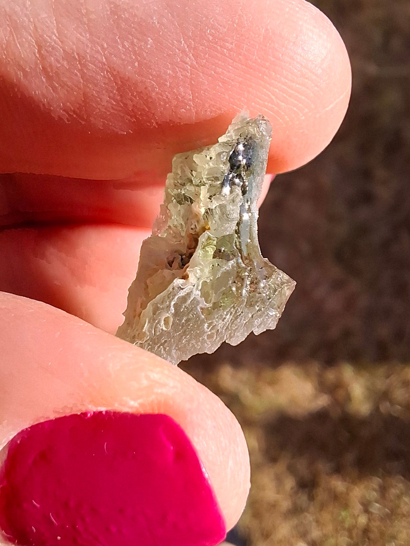 Moldavite Piece, SNOWFLAKE, FROSTED, BRUSNA, 0.92g, Tektite (Ref: 1499)